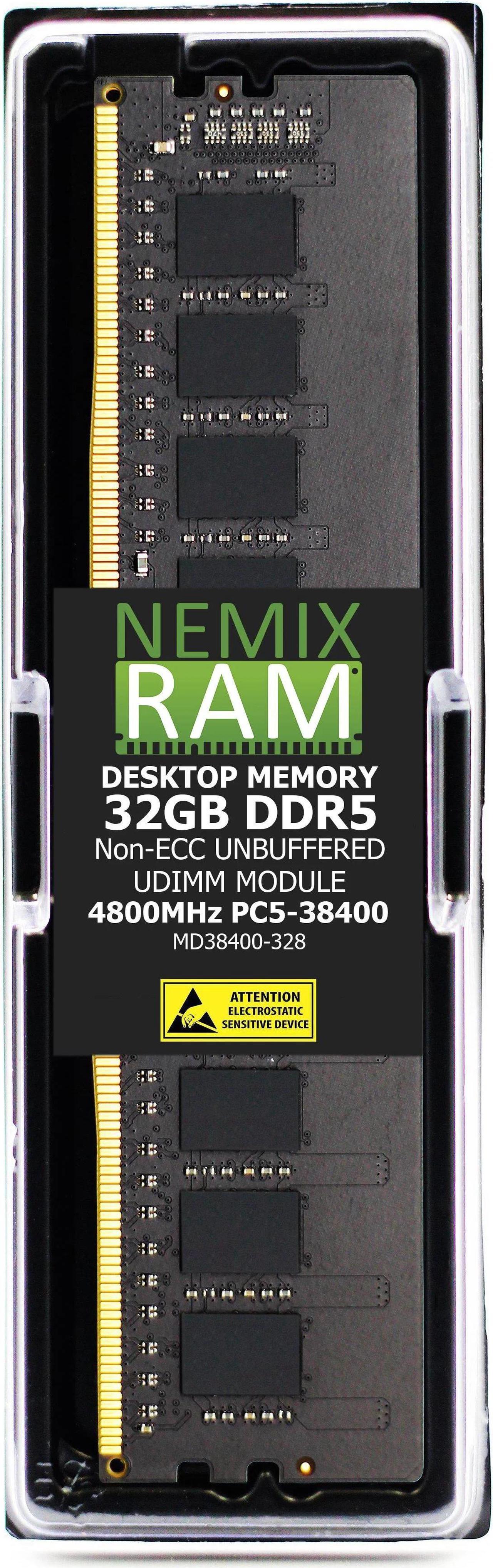 NEMIX RAM 32GB (1X32GB) DDR5 4800MHz PC5-38400 2Rx8 1.1V 288-PIN Non-ECC Unbuffered UDIMM  Desktop PC Memory Kit Compatible with GIGABYTE B650 AORUS Elite AX AMD B650 ATX Motherboard