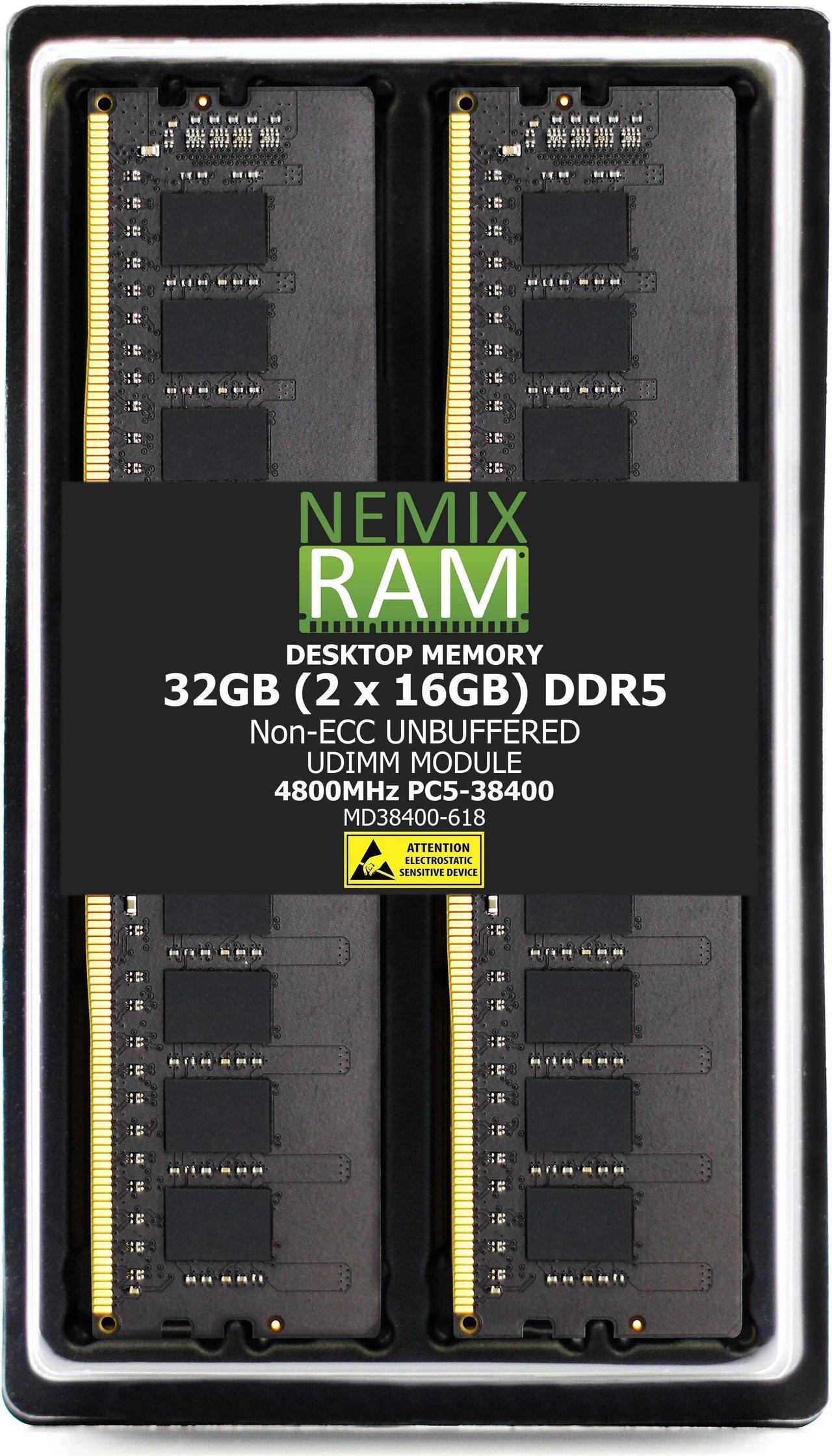 NEMIX RAM 32GB (2X16GB) DDR5 4800MHz PC5-38400 1Rx8 1.1V 288-PIN Non-ECC Unbuffered UDIMM  Desktop PC Memory Kit Compatible with MSI X670E Gaming Plus WiFi Gaming Motherboard