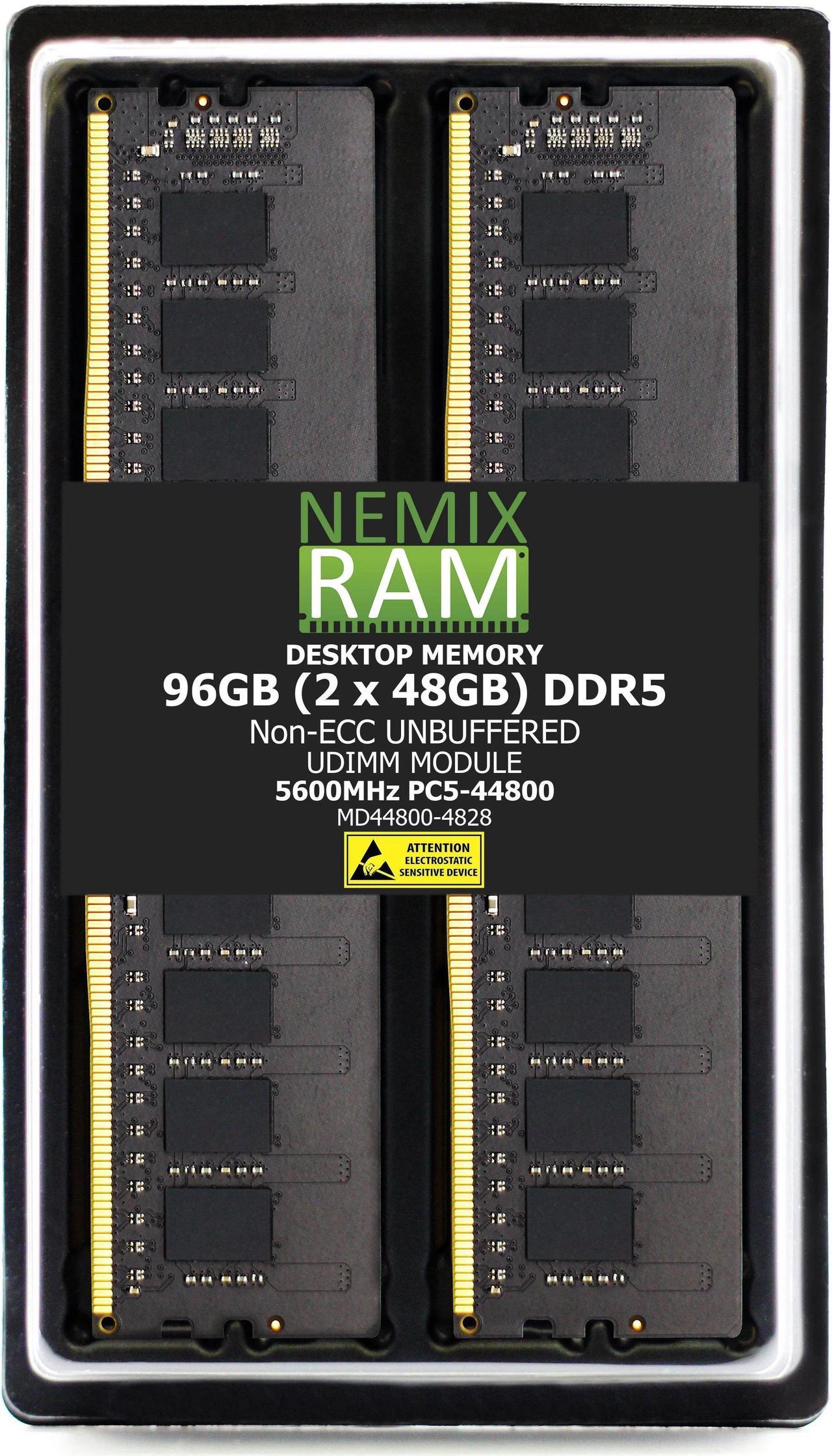 NEMIX RAM 96GB (2X48GB) DDR5 5600MHz PC5-44800 2Rx8 1.1V 288-PIN Non-ECC Unbuffered UDIMM  Desktop PC Memory Kit Compatible with MSI X670E Gaming Plus WiFi Gaming Motherboard