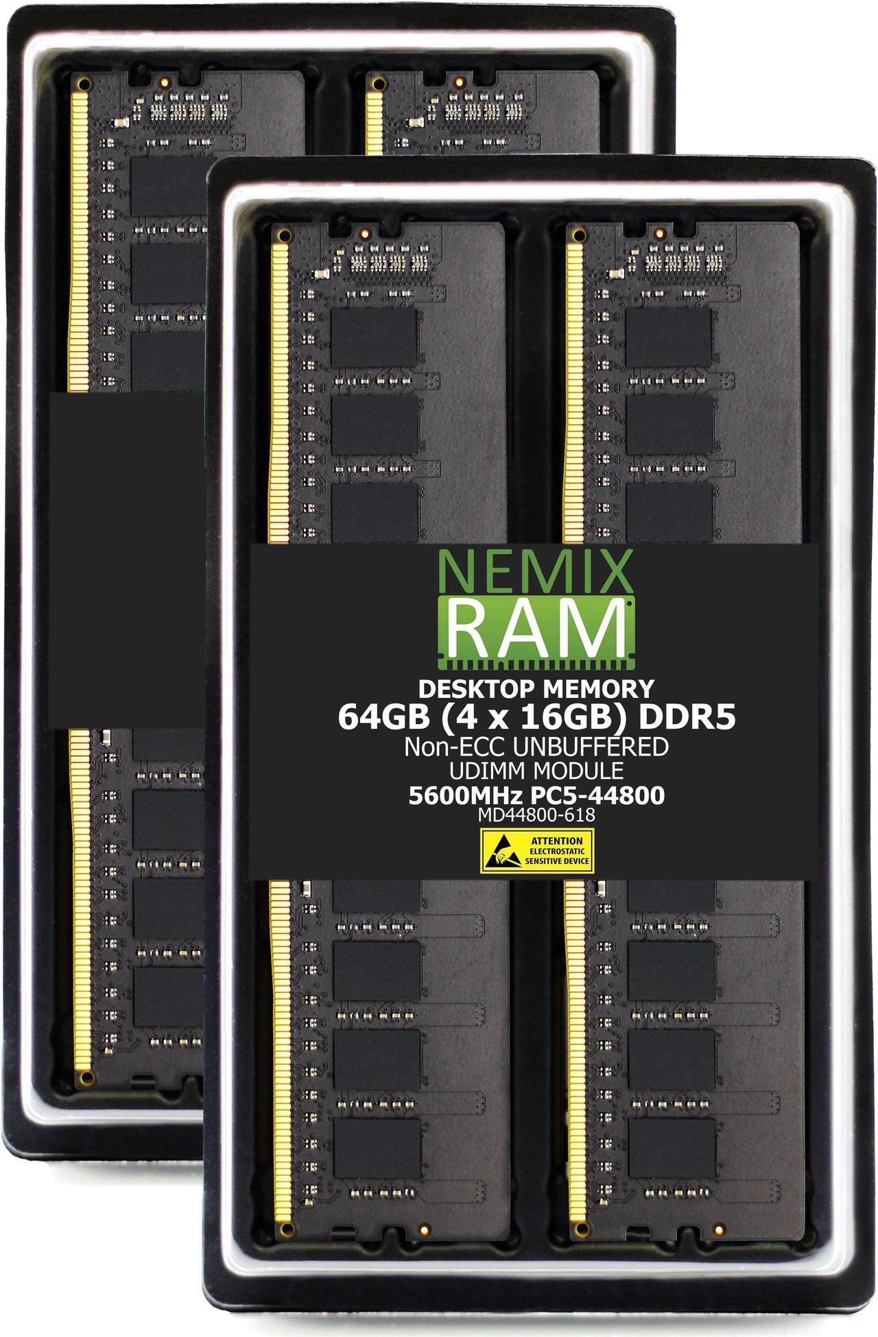 NEMIX RAM 64GB (4X16GB) DDR5 5600MHz PC5-44800 1Rx8 1.1V 288-PIN Non-ECC Unbuffered UDIMM  Desktop PC Memory Kit Compatible with GIGABYTE B650 AORUS Elite AX AMD B650 ATX Motherboard