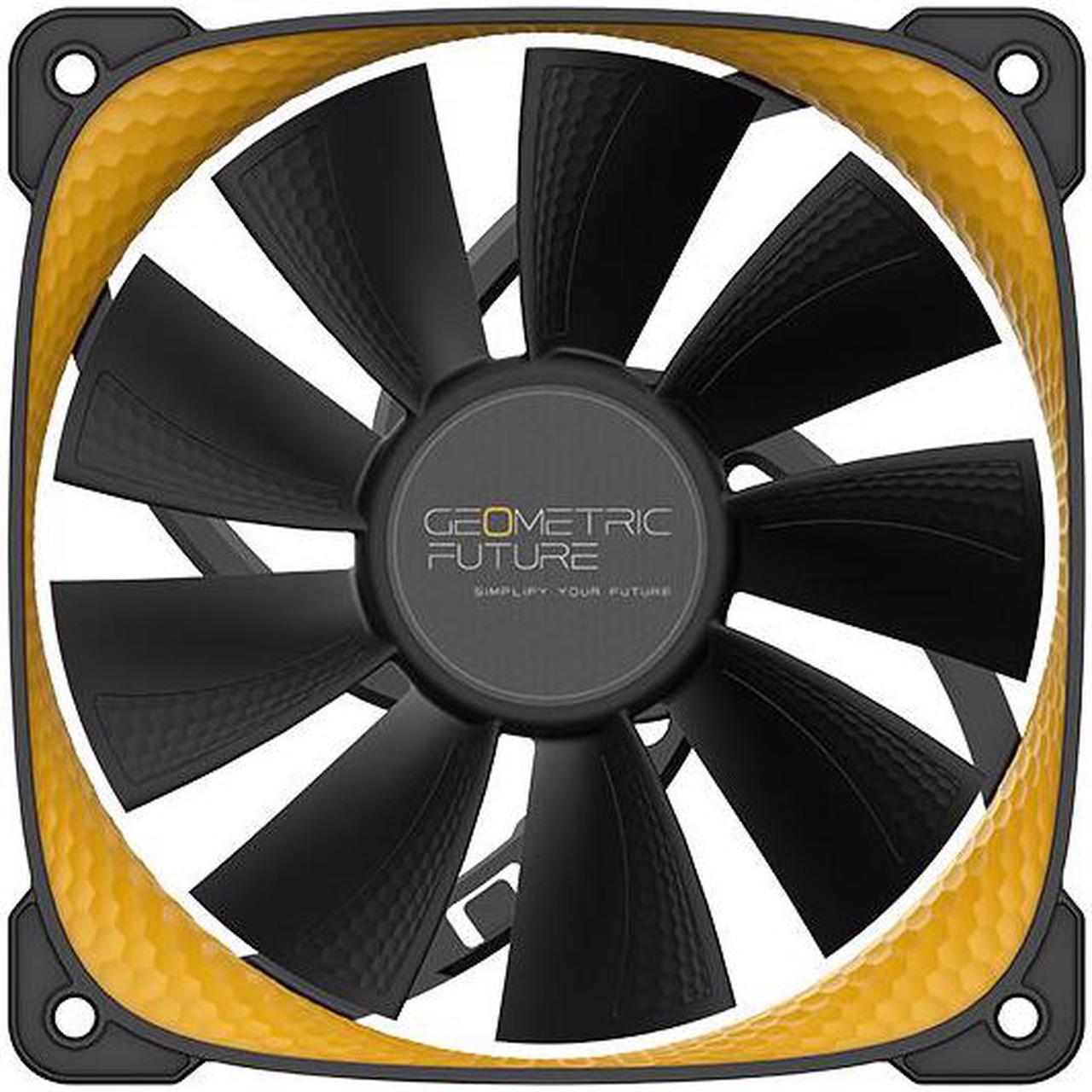 Alt view image 3 of 7 - Geometric Future Squama 2505 PWM Fan - Yellow - 120mm - 3 pack - High Performance - 4pin PWM - with controller - ( GEO-S2505Y-3)