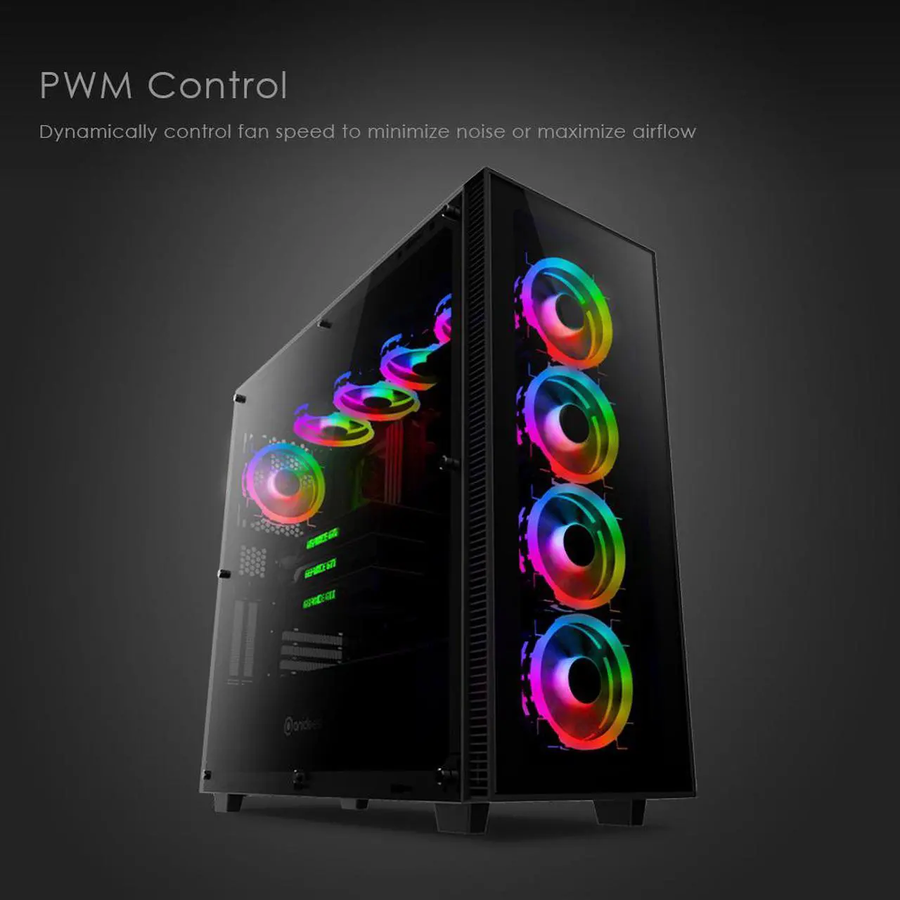 Alt view image 3 of 7 - anidees AI Aureola Duo 140mm 3pcs RGB PWM Fan Compatible with ASUS Aura SYNC/MSI Mystic/GIGABYTE Fusion MB with 5V 3pins RGB Header, for case Fan, Cooler Fan, with Remote(AI-AR-DUO14)