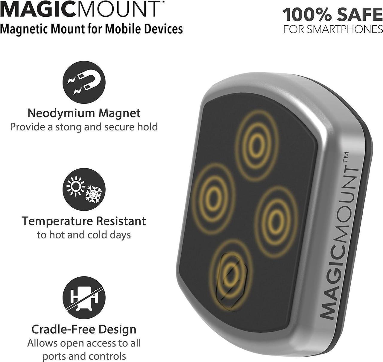 Alt view image 2 of 7 - Scosche MP12VPD2-XTSP MagicMount Pro Magnetic Phone/GPS Car Mount 30W Dual Port Type-C + Type-A Cell Phone Charger, Cigarette Lighter Phone Holder, Compatible with Apple iPhone & More, Black/Silver