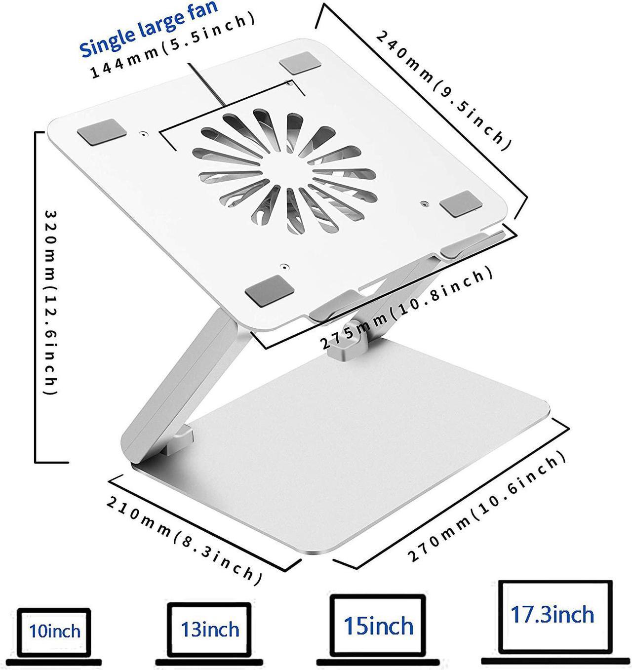 Alt view image 2 of 7 - SOUNDANCE Laptop Cooling Pad with Low-Noise Fan and 3.0 USB Hubs, Ventilated Laptop Cooler Prevent Overheating, Ergonomic Laptop Stand Support Up to 17 Gaming Notebook Computer, Aluminum