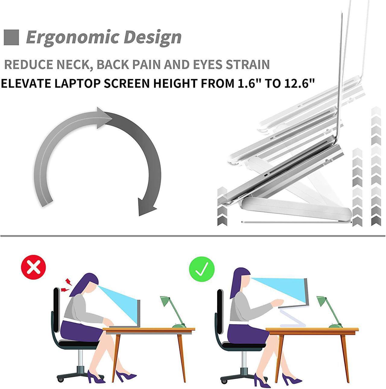 Alt view image 4 of 7 - SOUNDANCE Laptop Cooling Pad with Low-Noise Fan and 3.0 USB Hubs, Ventilated Laptop Cooler Prevent Overheating, Ergonomic Laptop Stand Support Up to 17 Gaming Notebook Computer, Aluminum