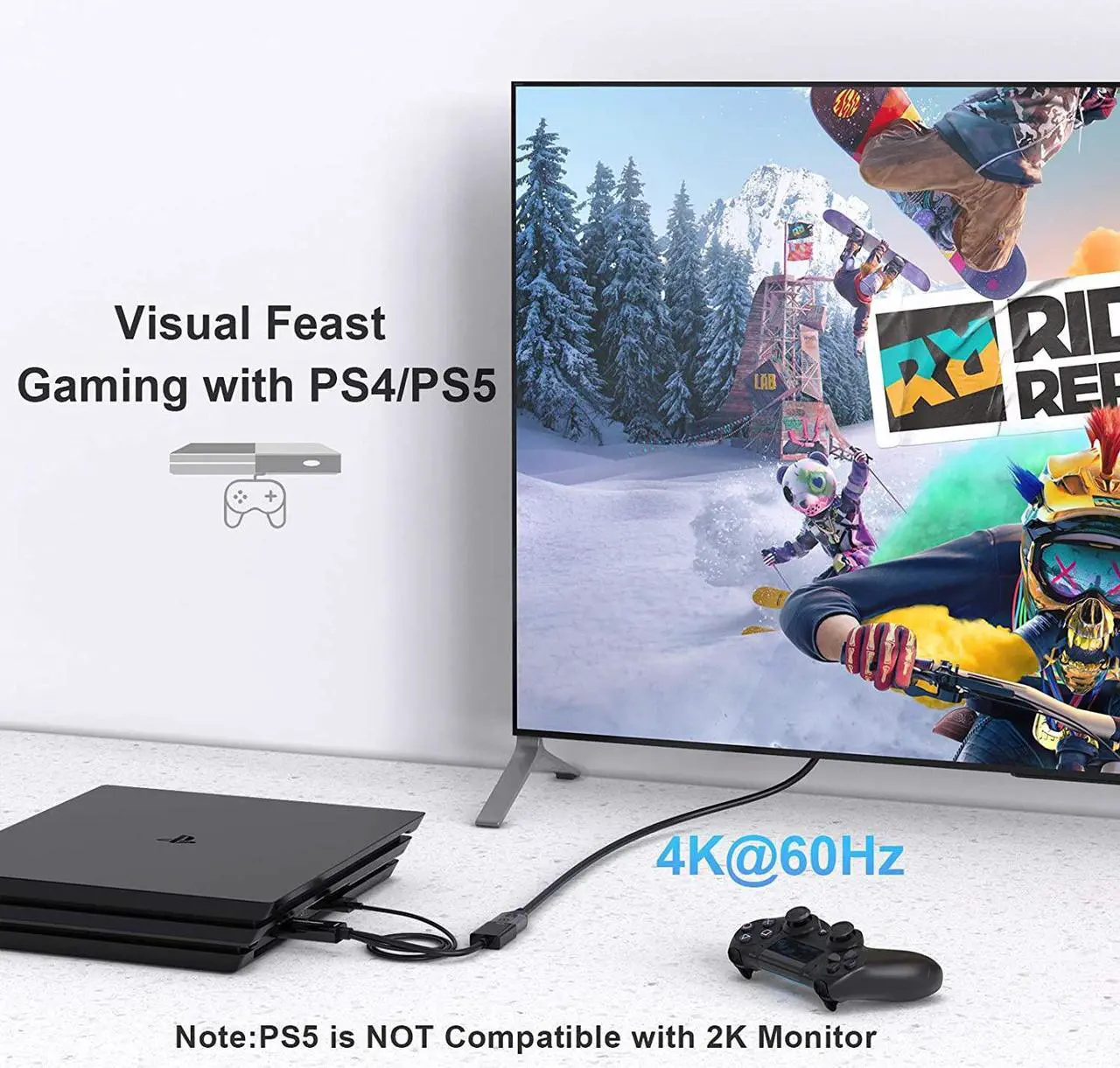 Alt view image 7 of 7 - HDMI to DisplayPort Adapter with USB Power, CableCreation 4K x 2K@60Hz HDMI Male to DP Female Adapter/Converter for Xbox One, Compliant with VESA Dual-Mode DisplayPort 1.2, HDMI 1.4