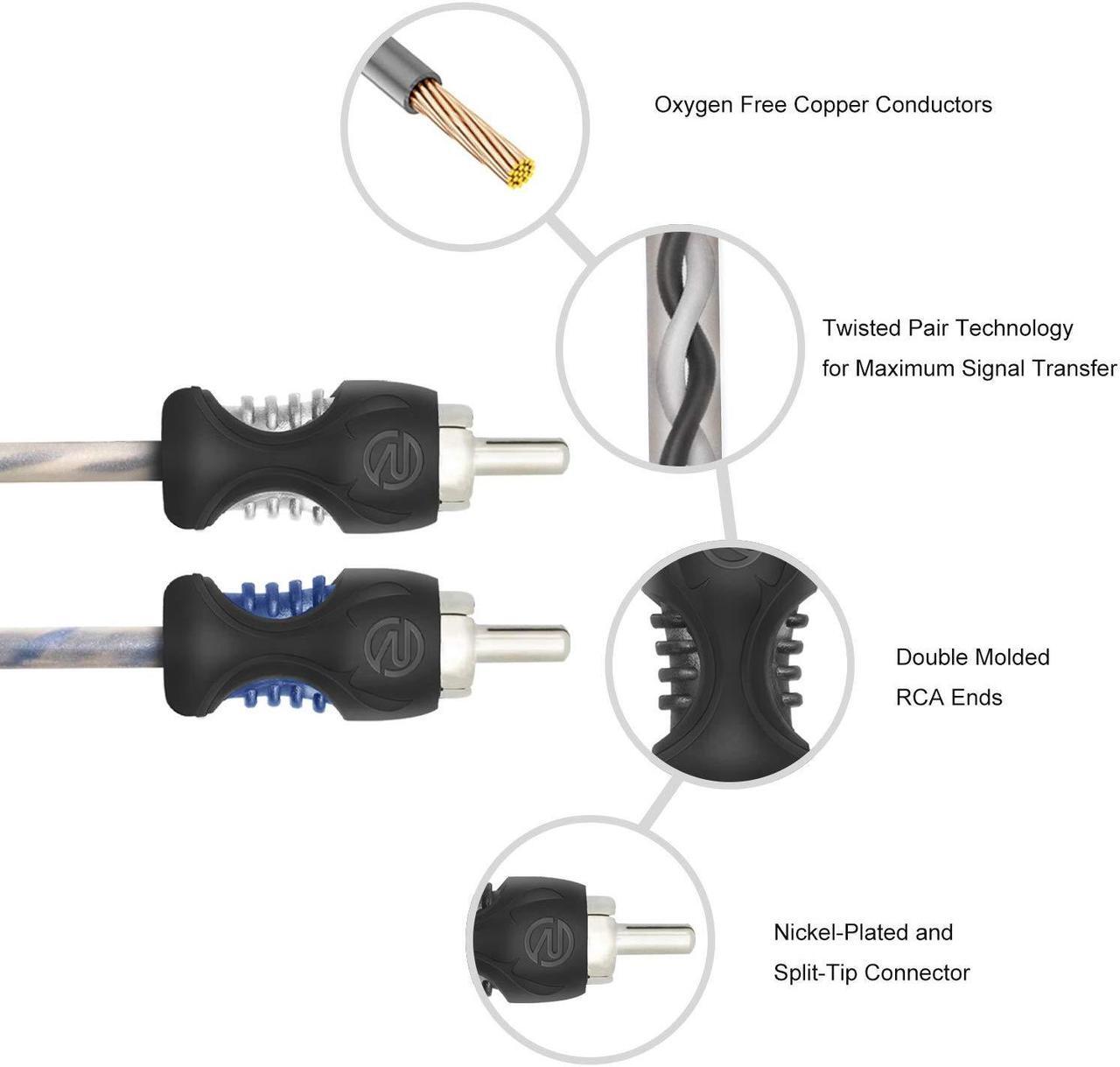 Alt view image 3 of 6 - RECOIL RCI217-2 99.99% Oxygen Free Copper 17ft 2-Channel RCA Audio Cable Twisted Pair with Noise Reduction 2 Pack