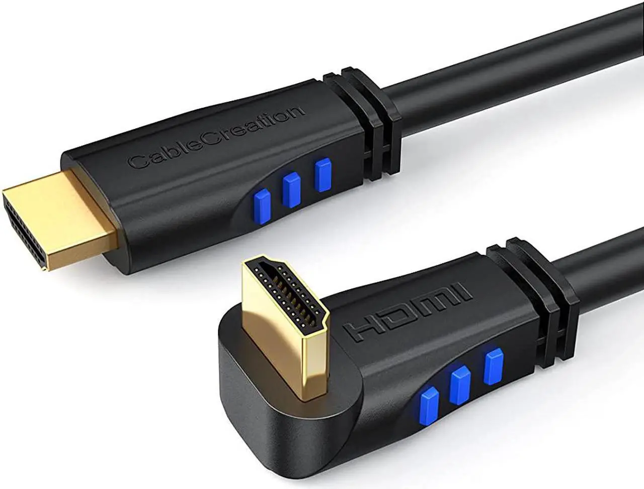 Main image of HDMI 2.0 Cable, CableCreation 3 Feet 4K (60Hz) Down Angle 90 Degree Down HDMI Cable with Gold Plated Connector, Support Ultra HD, 3D Video, Ethernet, Audio Return Channel, Black