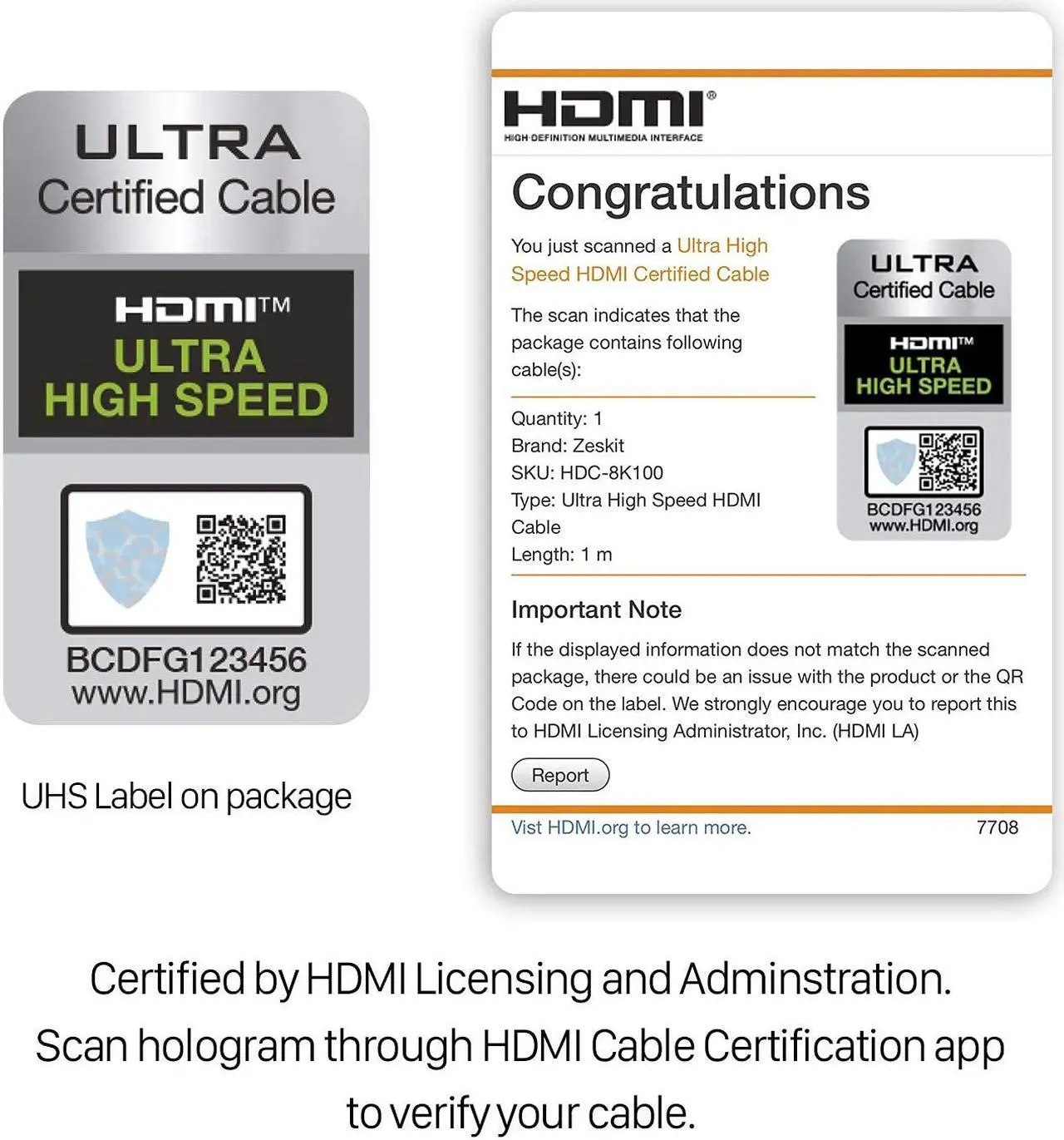 Alt view image 2 of 6 - Zeskit Maya 8K 48Gbps Certified Ultra High Speed HDMI Cable 23ft CL3 In Wall Rated, 4K120 8K60 eARC HDR HDCP 2.2 2.3 Compatible with Dolby Vision Apple TV 4K Roku Sony LG Samsung Xbox Series X PS4 PS5