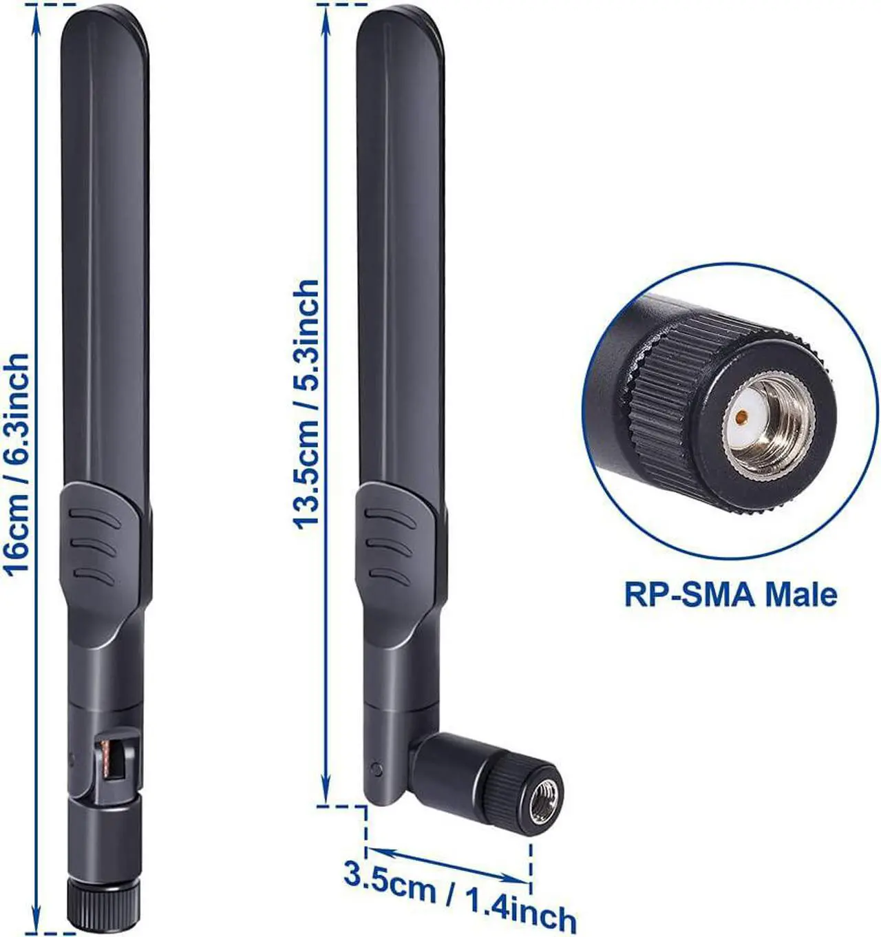 Alt view image 6 of 7 - Bingfu Dual Band WiFi 2.4GHz 5GHz 5.8GHz 8dBi MIMO RP-SMA Male Antenna (4-Pack) for WiFi Router Wireless Network Card USB Adapter Security IP Camera Video Surveillance Monitor