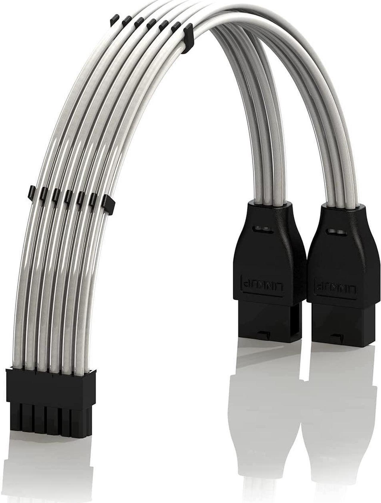 Main image of LINKUP - Compatible with NVIDIA RTX3000 Ampere Founders Edition FE GPU?Teflon High Power PSU Adapter 16AWG Silver Coated UL-Rated Wires w/Comb?12P to 2 x 8P PCI-e Adapter?30cm 300mm?Silver
