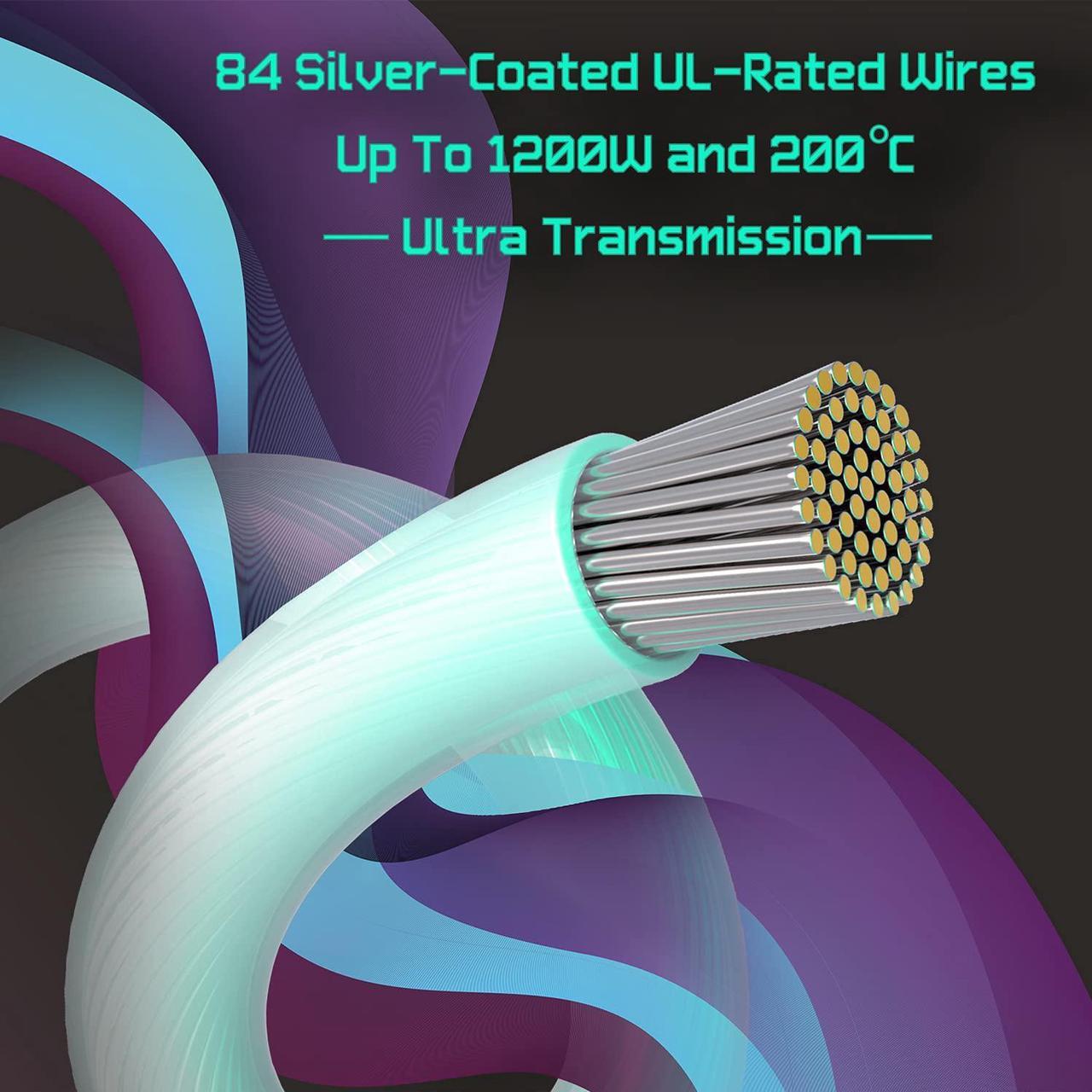 Alt view image 3 of 6 - LINKUP - Compatible with NVIDIA RTX3000 Ampere Founders Edition FE GPU?Teflon High Power PSU Adapter 16AWG Silver Coated UL-Rated Wires w/Comb?12P to 2 x 8P PCI-e Adapter?30cm 300mm?Silver
