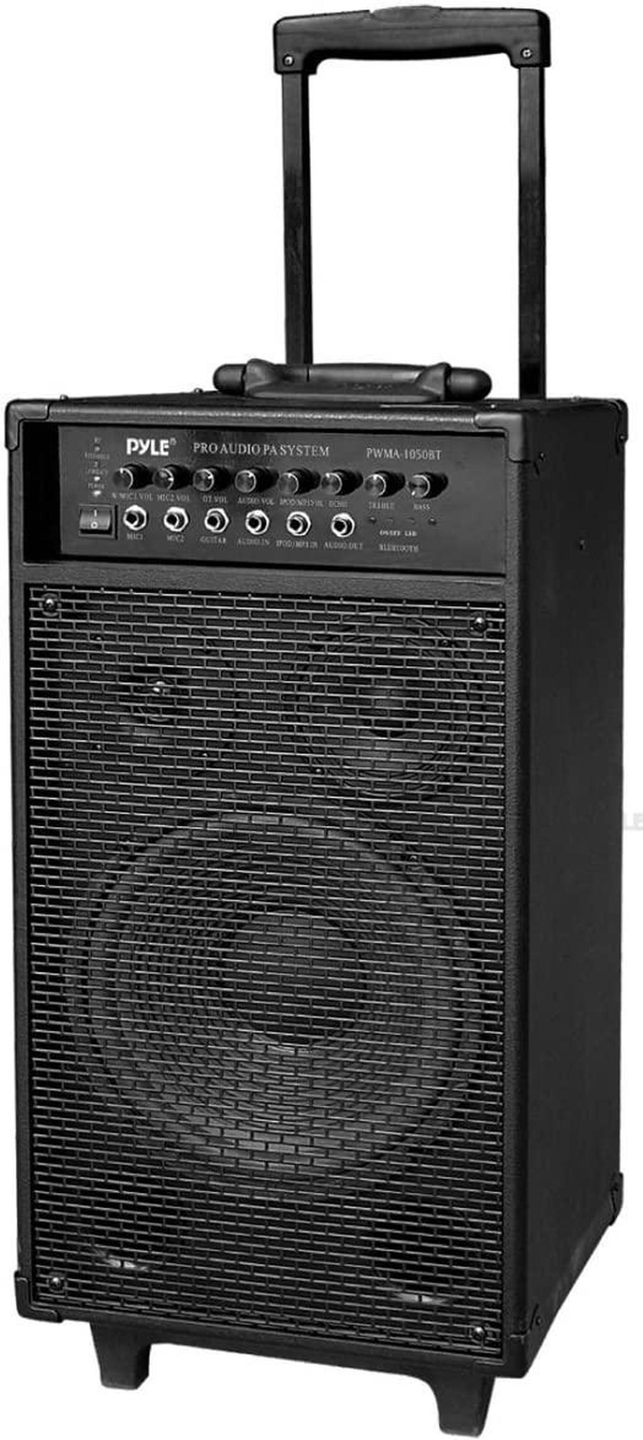Main image of Pyle Outdoor Portable Wireless Bluetooth PA Loud speaker Stereo Sound System with 10 inch Subwoofer, Mid-Range Tweeter, Rechargeable Battery, Microphone, Remote - PWMA1050BT