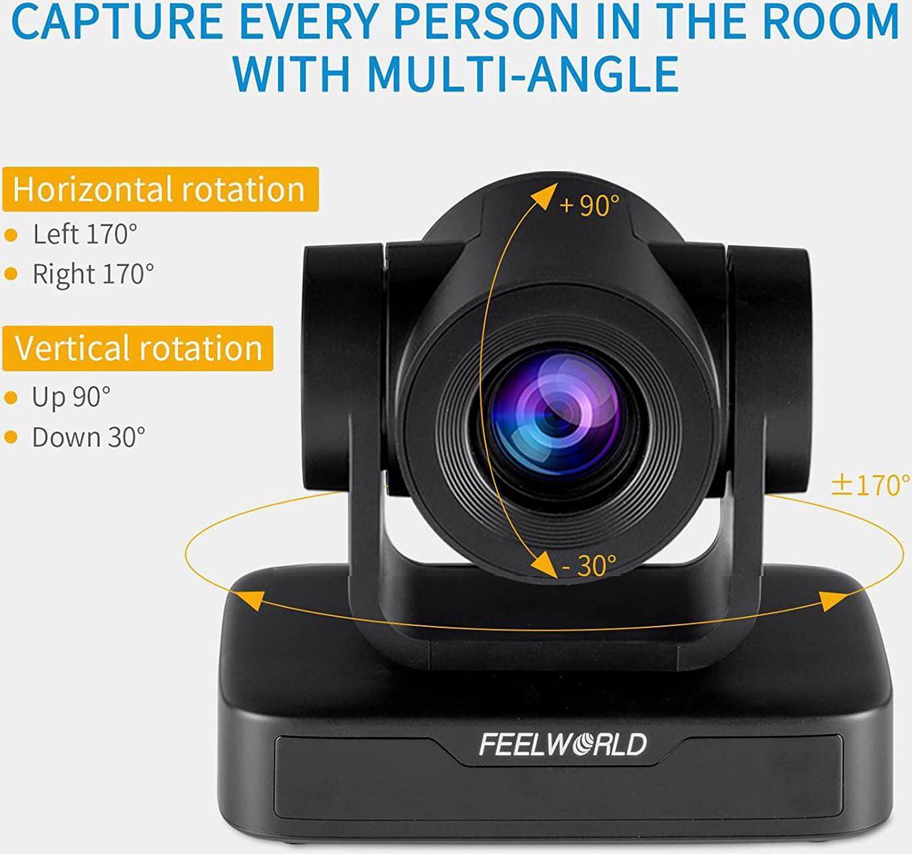 Alt view image 3 of 7 - FEELWORLD USB10X Video Conference Webcam USB PTZ Camera 10X Optical Zoom Full HD 1080p for Live Streaming Church Business Education Medical Conference Room Camera System