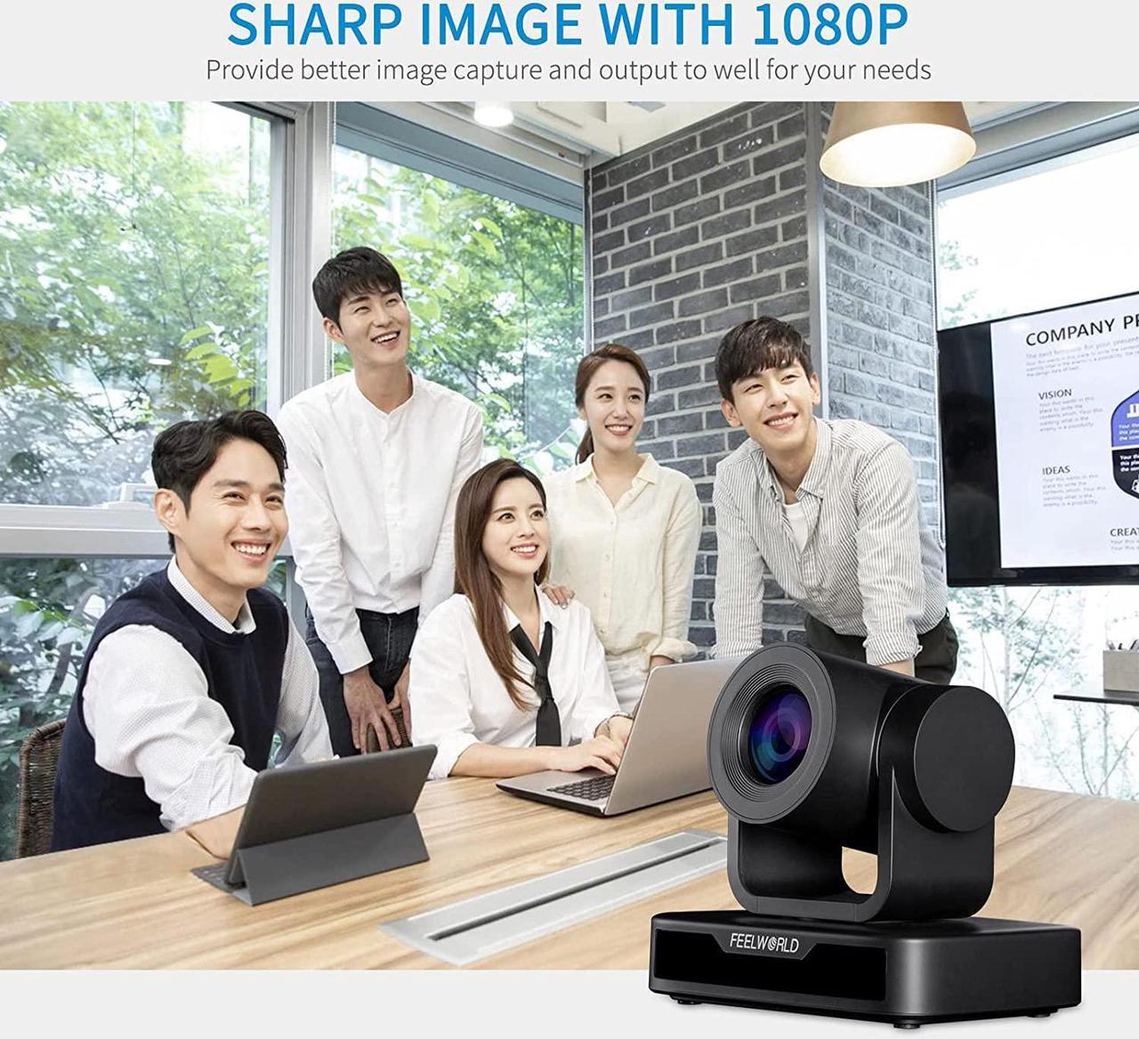 Alt view image 4 of 7 - FEELWORLD USB10X Video Conference Webcam USB PTZ Camera 10X Optical Zoom Full HD 1080p for Live Streaming Church Business Education Medical Conference Room Camera System