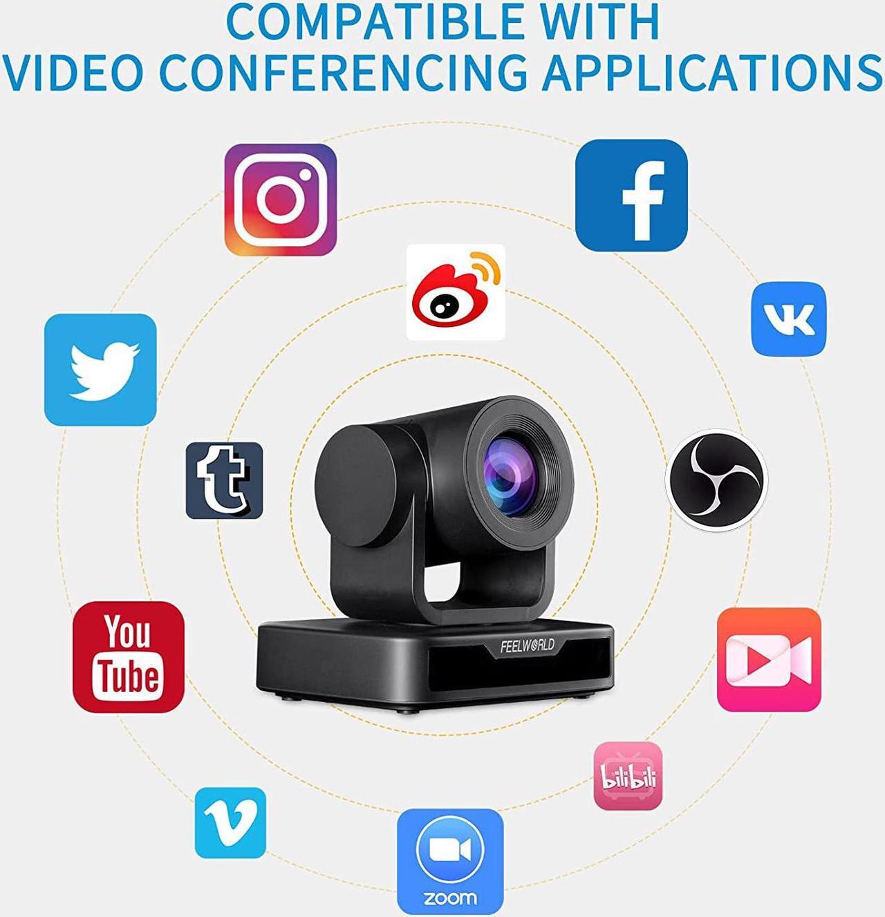 Alt view image 5 of 7 - FEELWORLD USB10X Video Conference Webcam USB PTZ Camera 10X Optical Zoom Full HD 1080p for Live Streaming Church Business Education Medical Conference Room Camera System