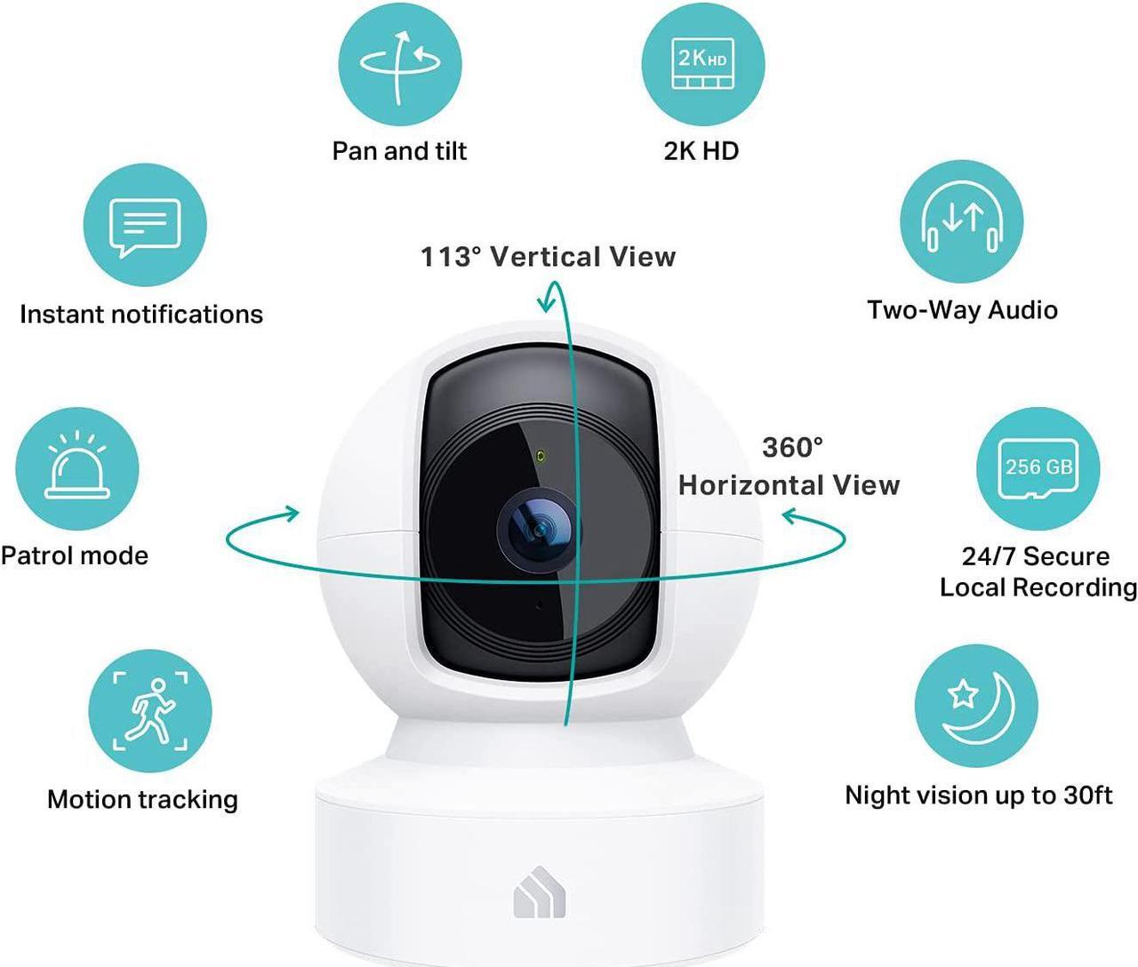 Alt view image 2 of 7 - Kasa 2K QHD Security Camera Pan/Tilt, Starlight Sensor for Color Night Vision, Motion Detection for Baby & Pet Monitor, 2-Way Audio, Cloud & SD Card Storage, Works with Alexa & Google Home (KC410S)