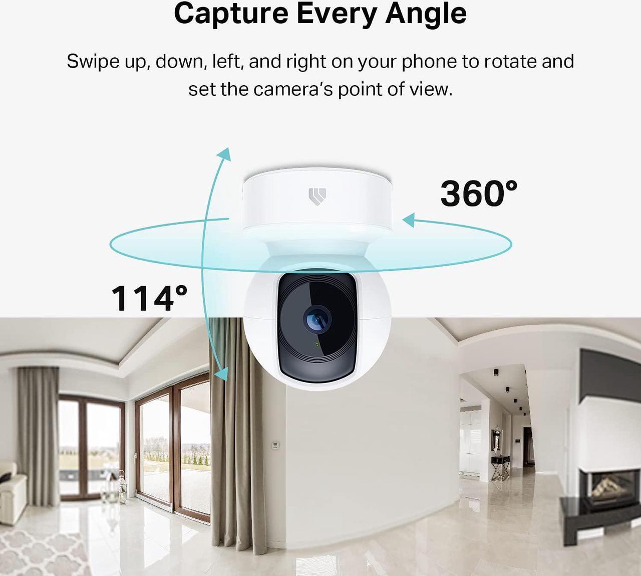 Alt view image 3 of 7 - Kasa 2K QHD Security Camera Pan/Tilt, Starlight Sensor for Color Night Vision, Motion Detection for Baby & Pet Monitor, 2-Way Audio, Cloud & SD Card Storage, Works with Alexa & Google Home (KC410S)