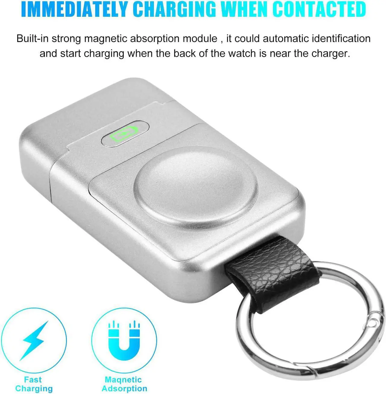 Alt view image 3 of 7 - Portable Wireless Charger for Apple Watch,HUOTO iWatch Charger 1400mAh Smart Keychain Power Bank,Portable Magnetic iWatch Charger for Apple Watch Series 9/8/7/6/SE/5/4/3/2/1/UItra/UItra 2