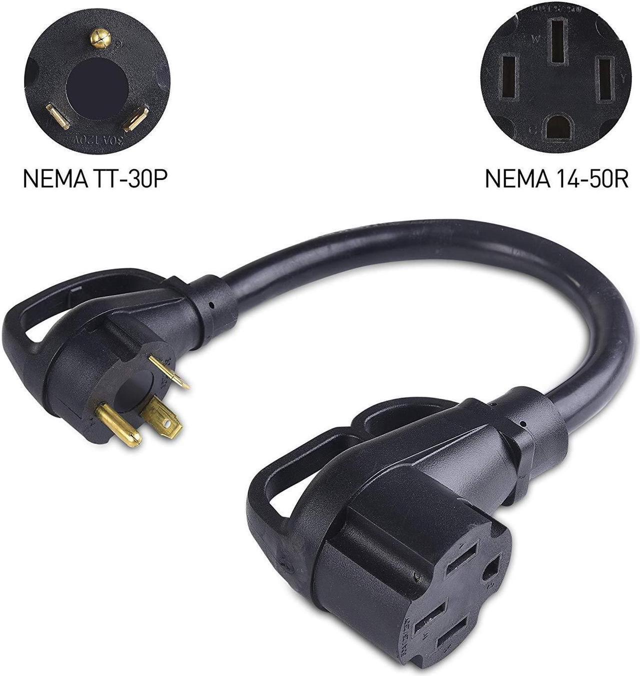 Alt view image 9 of 14 - Cable Matters Angled 50 AMP to 15 AMP RV Adapter (15 AMP to 50 AMP Adapter) NEMA 5-15P to 14-50R30 AMP