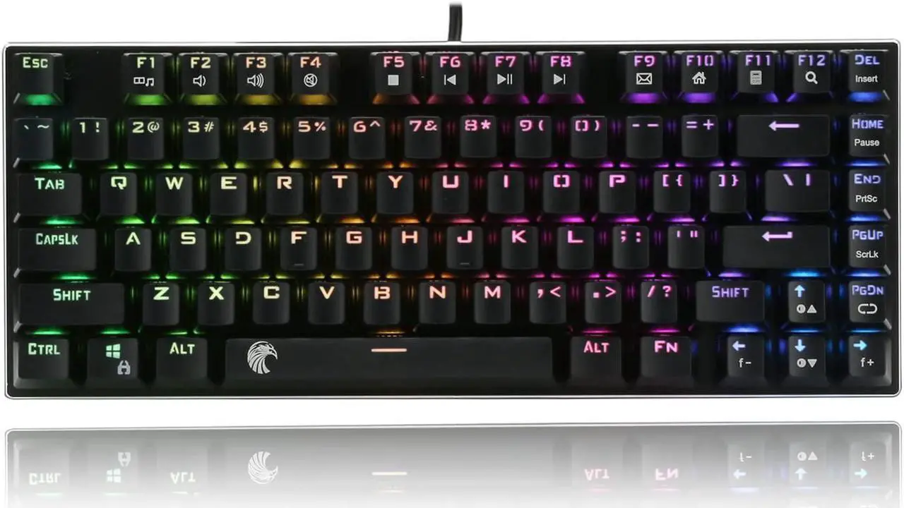 Main image of HUO JI E-Yooso Z-88 RGB Mechanical Gaming Keyboard, Metal Panel, Blue Switches - Clicky, Compact 81 Keys Hot Swappable for Mac, PC, Black