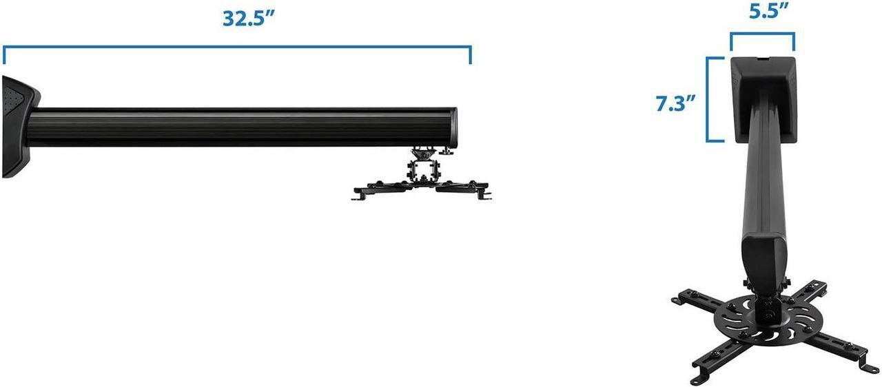 Alt view image 7 of 7 - Mount-It! Projector Wall Mount for Short Throw and Standard Projectors, Universal Projector Bracket Fits Epson Optoma Benq Viewsonic Projectors, 9 in. to 29.5 in. from Wall, 35 Lb Capacity (MI-608)