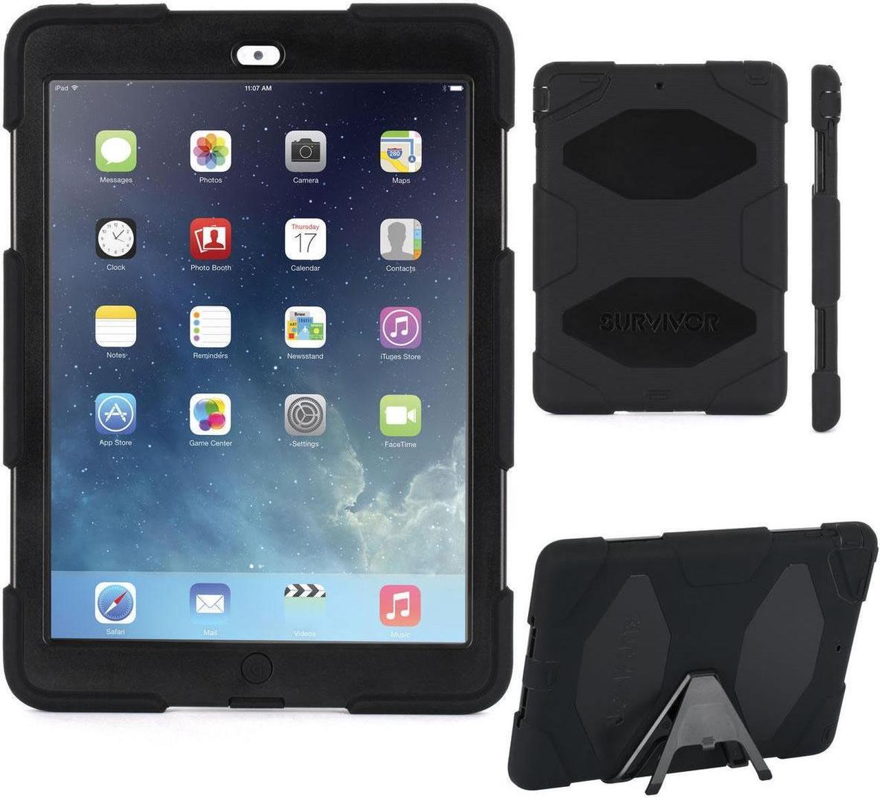 Alt view image 3 of 3 - Griffin Survivor Case for Apple IPad Air, Black, Black, And Black, Retail Packaged (GB36307)