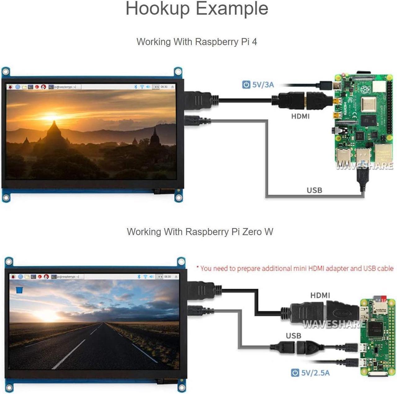 Alt view image 2 of 7 - 7inch HDMI LCD (H) Display Capacitive Touch Screen 1024x600 IPS LCD HDMI Module Compatible with Raspberry Pi, Jetson Nano,BB Black, Banana Pi Support Microsoft XBOX360 and Nintendo Switch