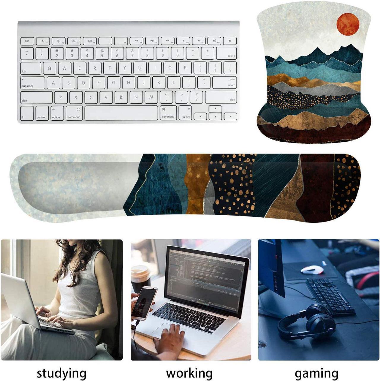 Alt view image 6 of 6 - Keyboard Wrist Rest Pad and Mouse Pads with Wrist Rest Support Set Memory Foam Ergonomic Mouse Pad Easy Typing & Pain Relief for Home Office Computers,Laptop,Gaming-Red Sunset