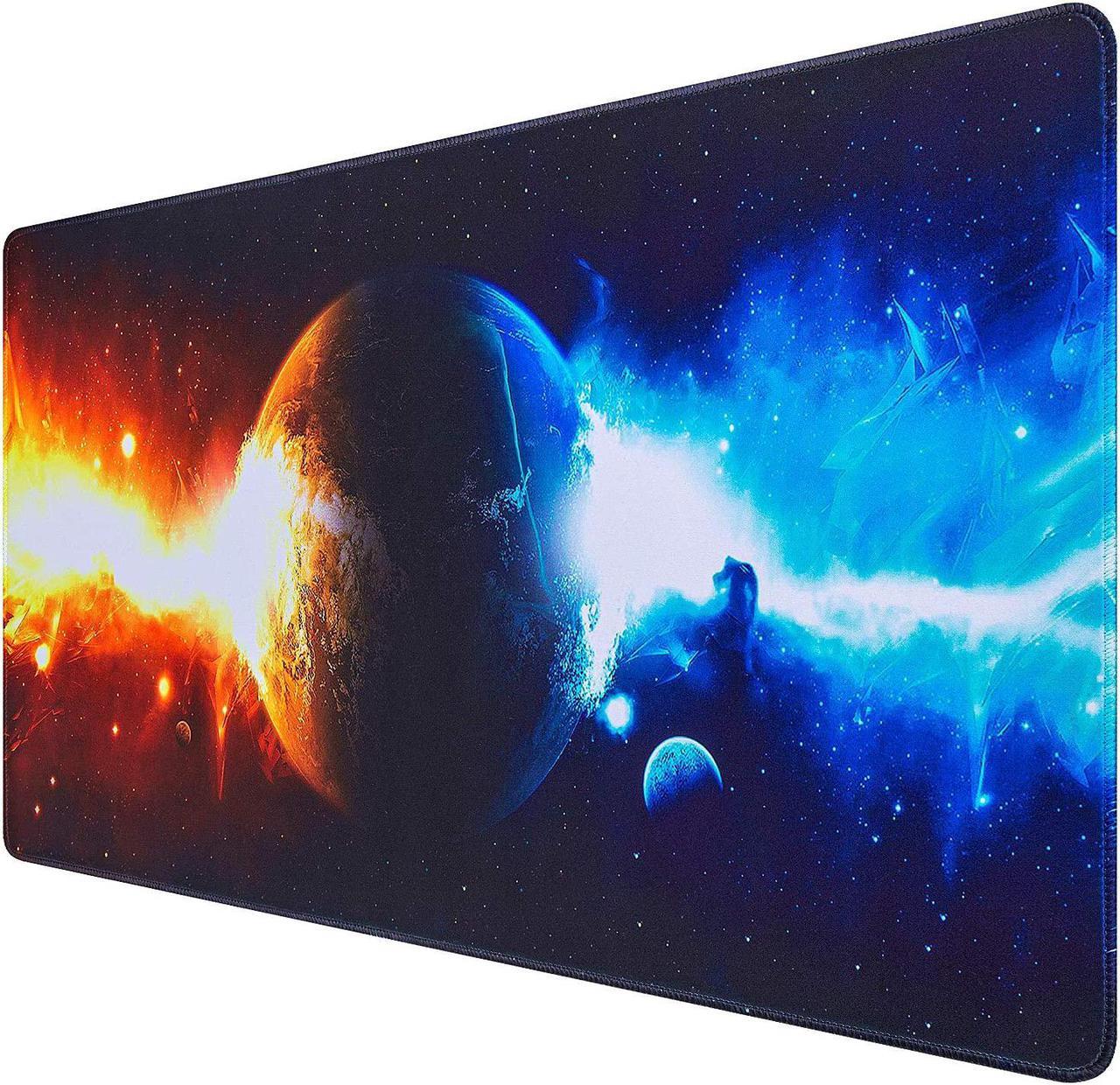 Corn Gaming Mouse Pad,Extended Mouse Pad, XXL Large Big Computer Keyboard Mouse Mat Desk Pad with Non-Slip Base and Stitched Edge for Home Office Gaming Work, 31.5x15.7x0.12inch(Ice and Fire)