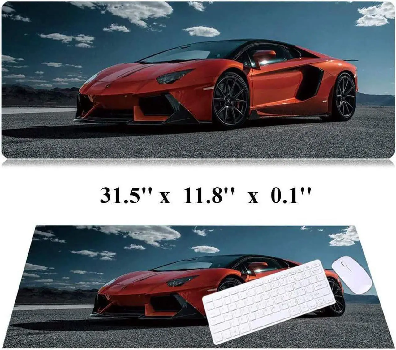 Alt view image 2 of 7 - 31.5x11.8 Inch Non-Slip Long Extended Large Gaming Mouse Pad with Stitched Edges XL Laptops Keyboard Mouse Mat(Lambo)