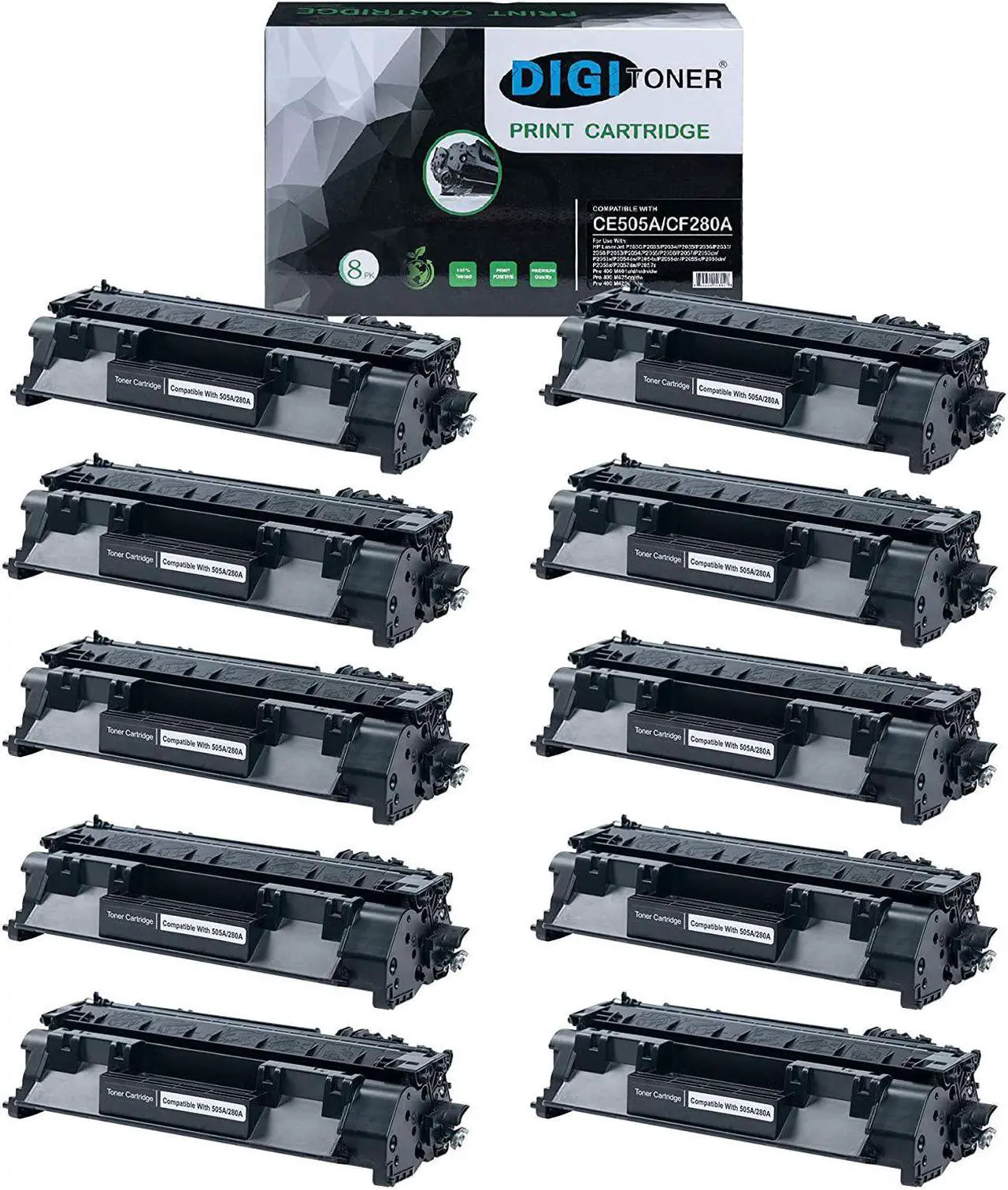 Main image of TonerPlusUSA New Compatible CE505A 05A Black Replacement Toner Cartridge for Laser Jet P2035 P2035n P2050 P2055x P2055dn (Black, 10 Pack)