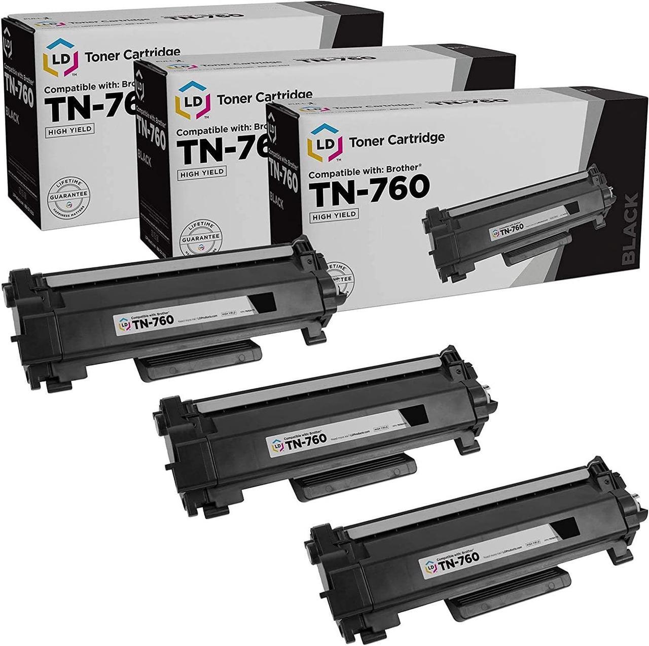 LD Compatible Toner Cartridge Replacement for Brother TN760 High Yield (Black, 3-Pack)