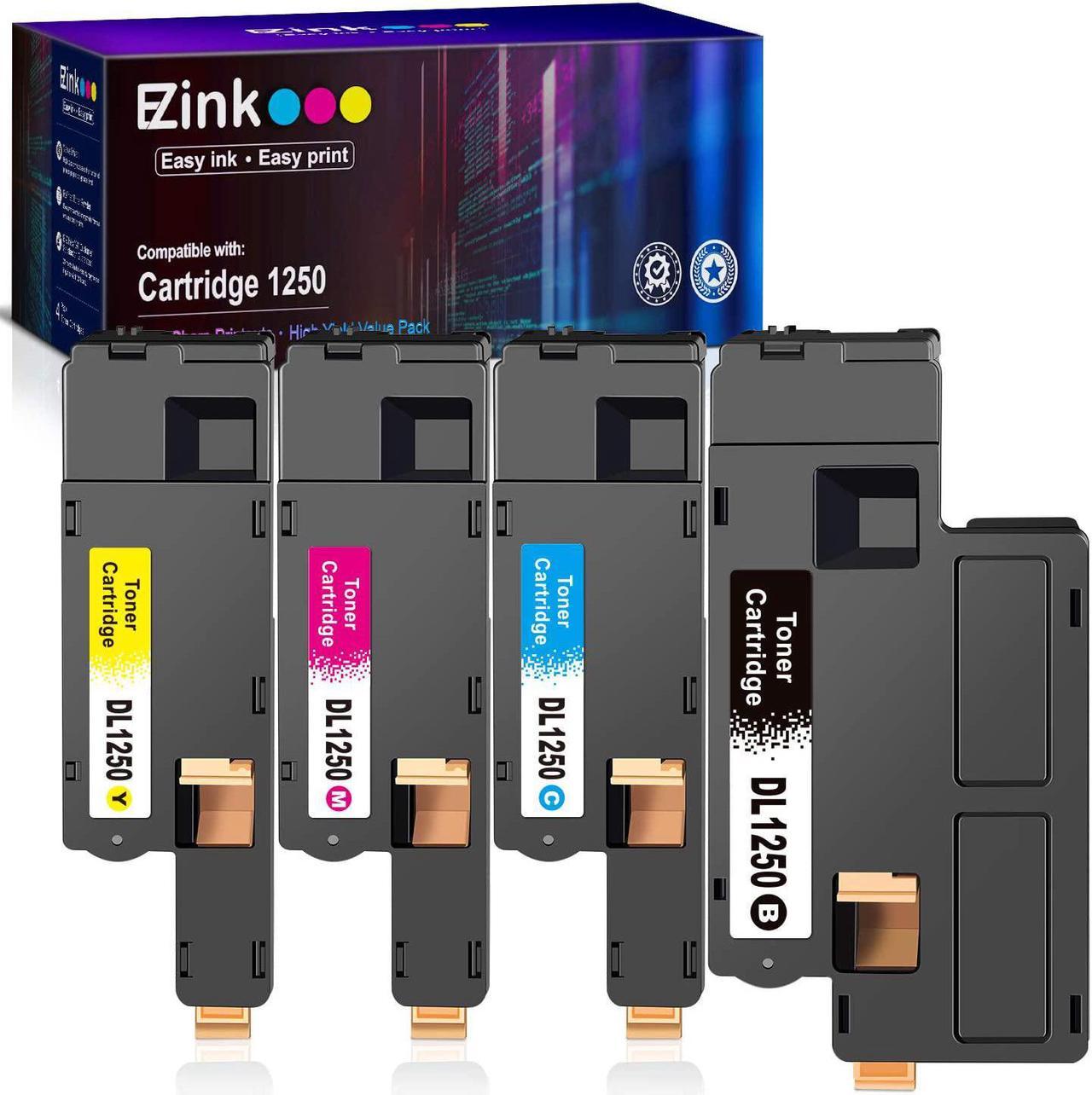 E-Z Ink (TM) Compatible Toner Cartridge Replacement For Dell 1250 810WH C5GC3 XMX5D WM2JC to use with 1250c C1760nw C1765nfw 1350cnw 1355cn 1355cnw printer (1 Black, 1 Cyan, 1 Magenta, 1 Yellow)4 Pack