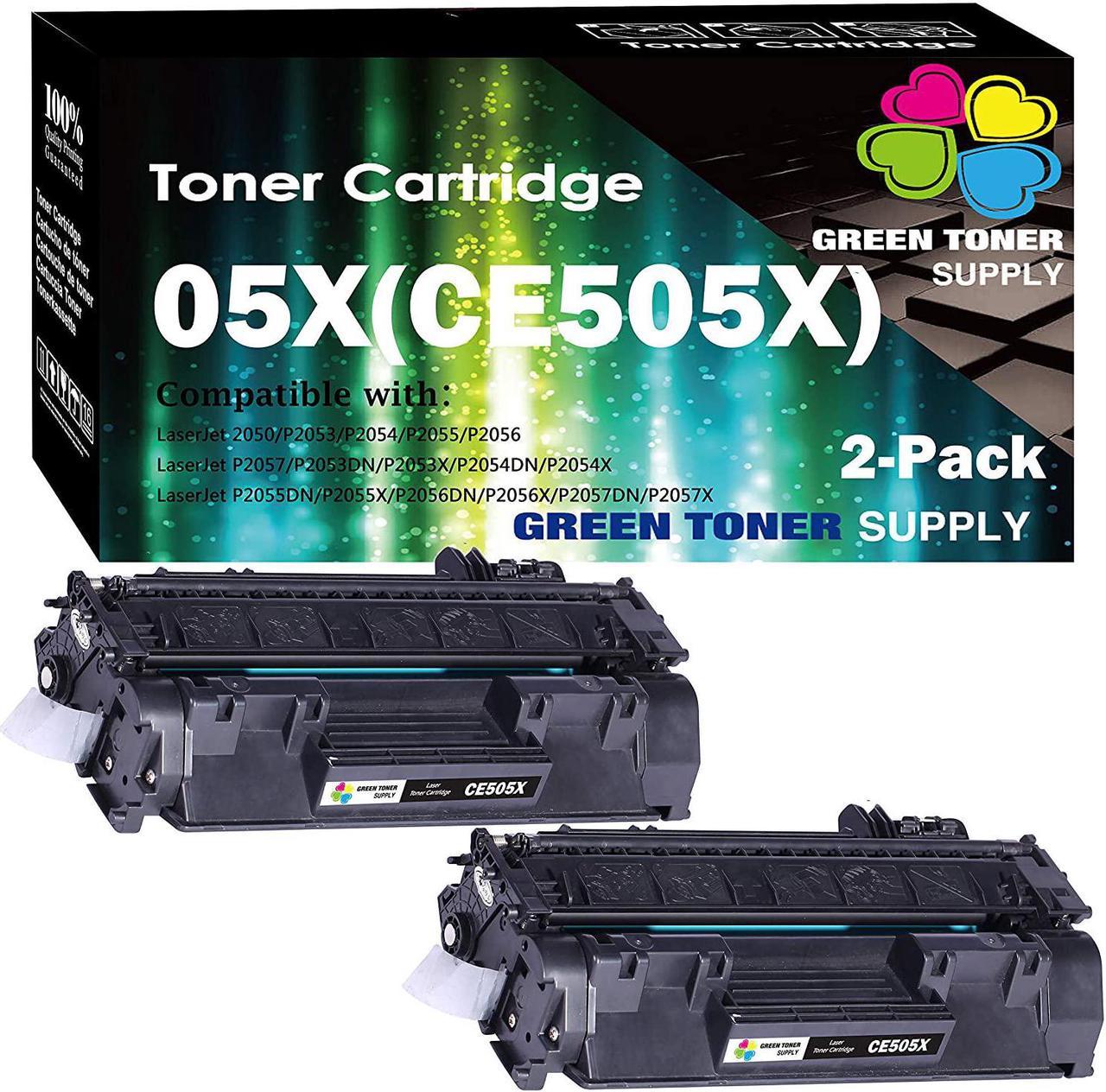 (2 Pack) GTS Compatible for Toner Cartridge HP 05X 505X CE505X (Black) for Laserjet P2055dn P2055 P2055D P2055X Pro 400 Pro 400 M401n M401dne M401dw MFP M425dn Printer