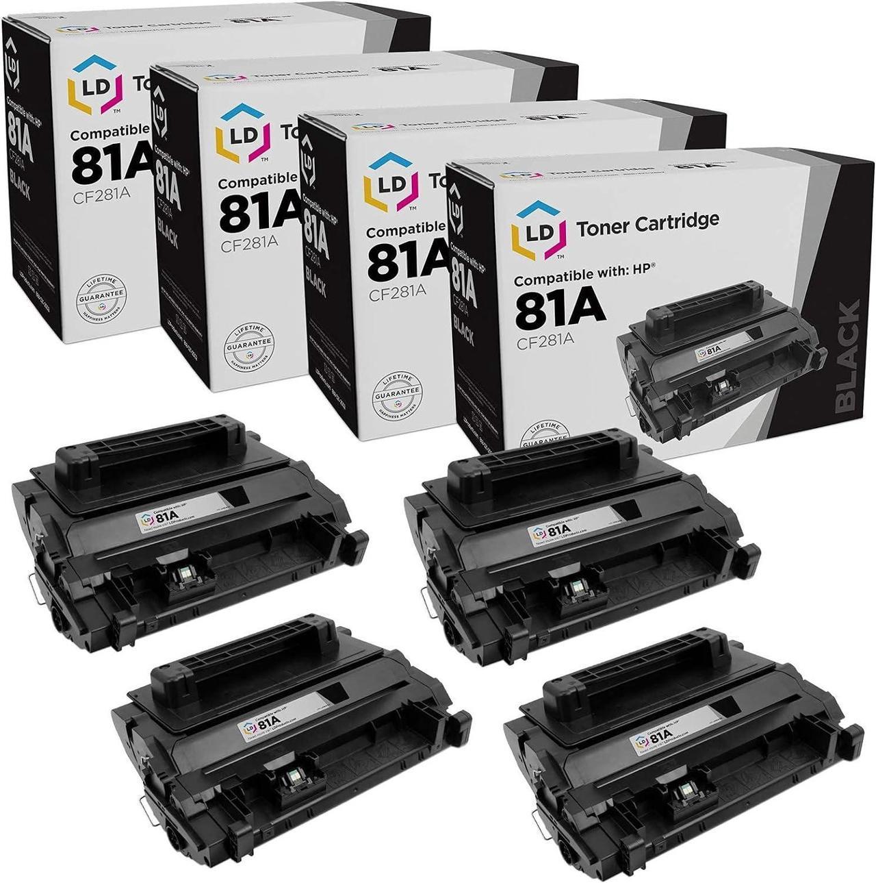 LD Compatible Toner Cartridge Replacement for HP 81A CF281A (Black, 4-Pack)