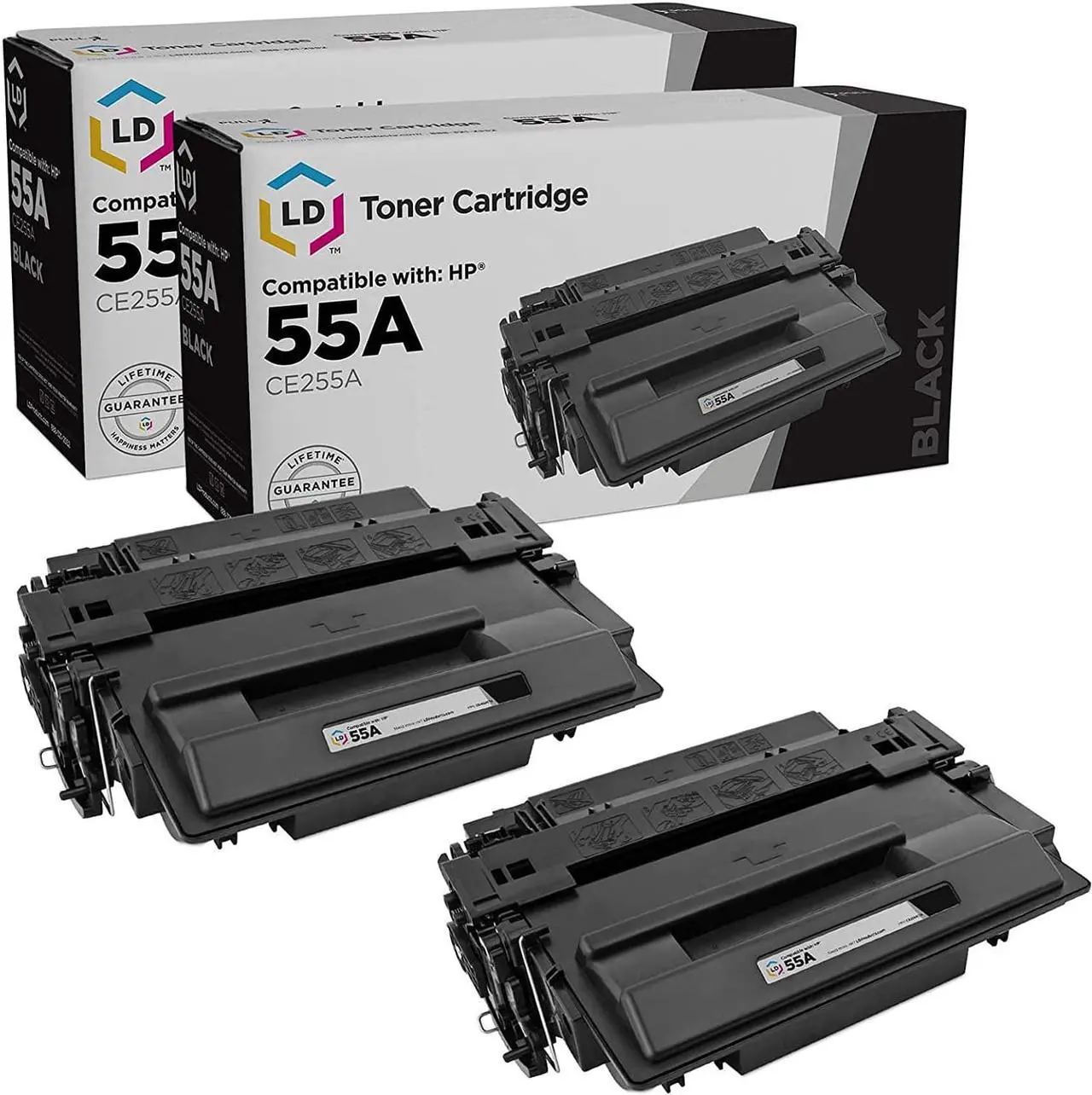Main image of LD Compatible Toner Cartridge Replacement for HP 55A CE255A (Black, 2-Pack)