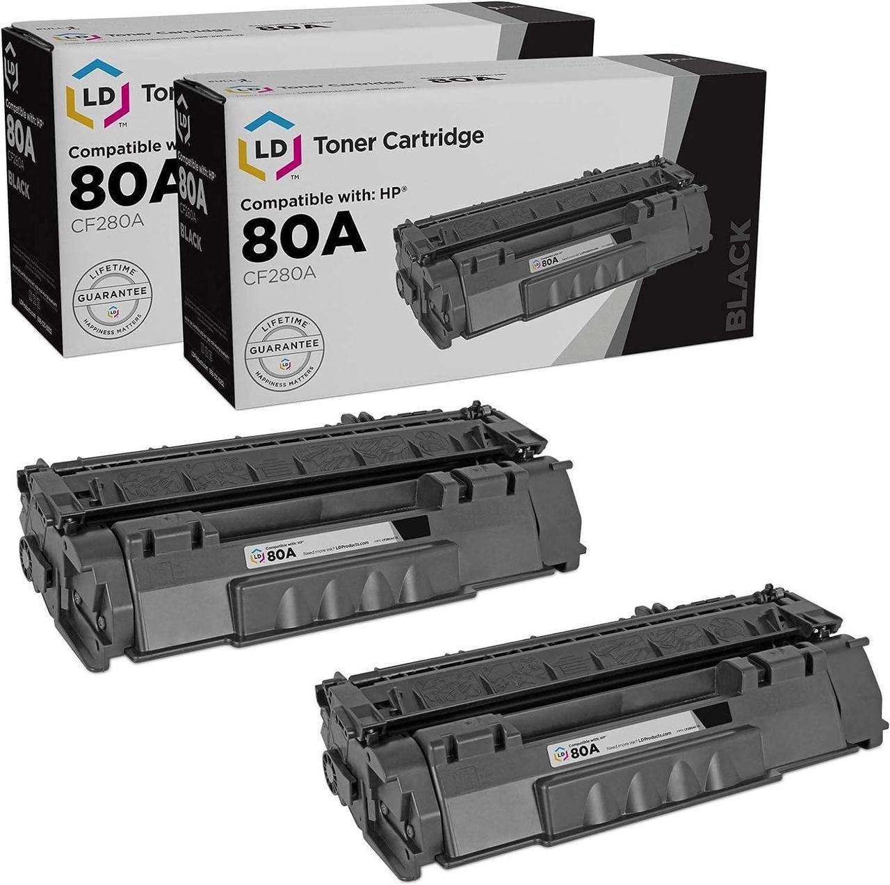 LD Compatible Replacements for Hewlett Packard CF280A HP 80A Set of 2 Black Laser Toner Cartridges for use in The ...