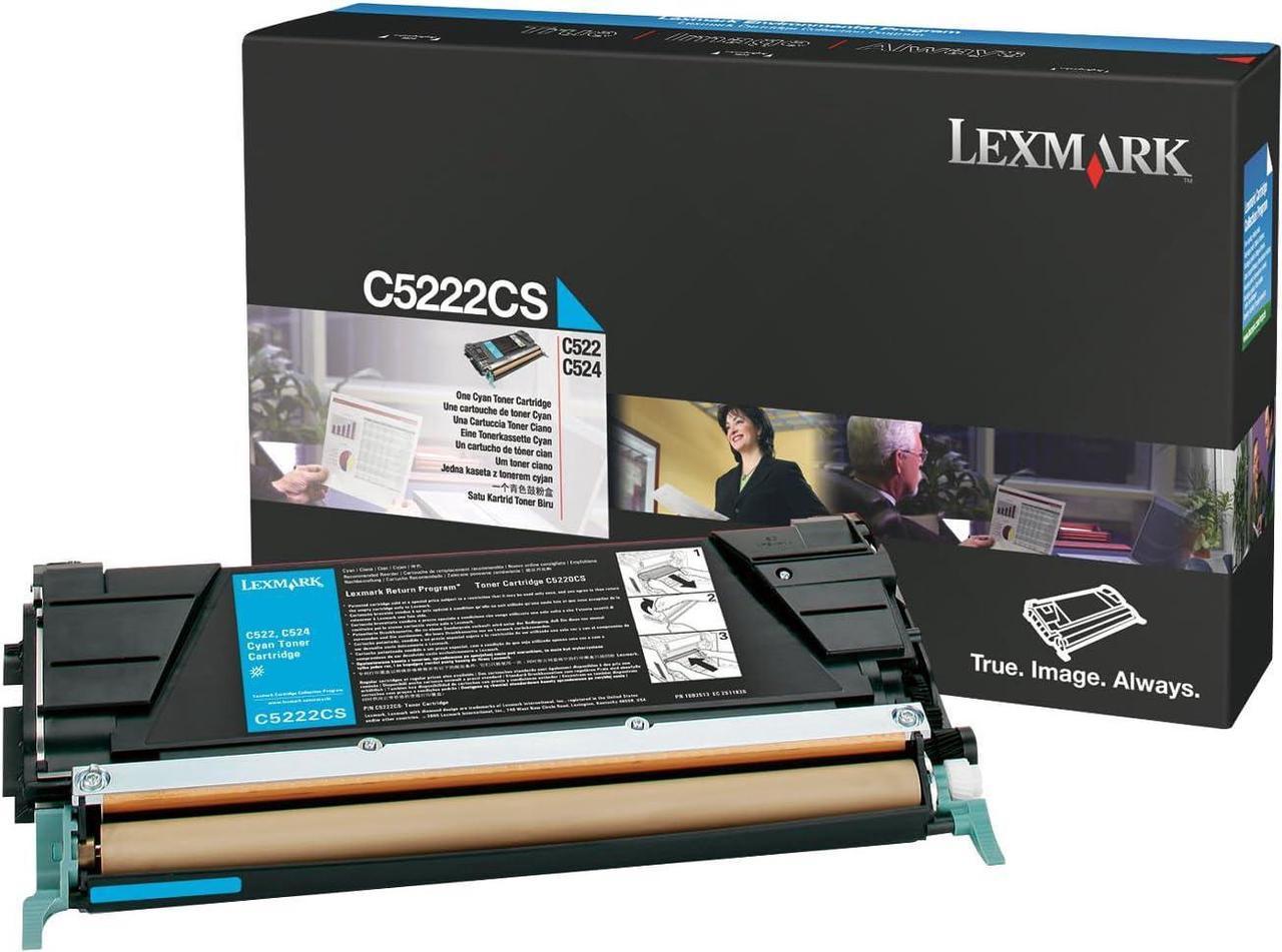 Lexmark C5222CS Laser Toner Cartridge for lexmark c522/c524/c530/c532/c534, 3k Yield, Cyan