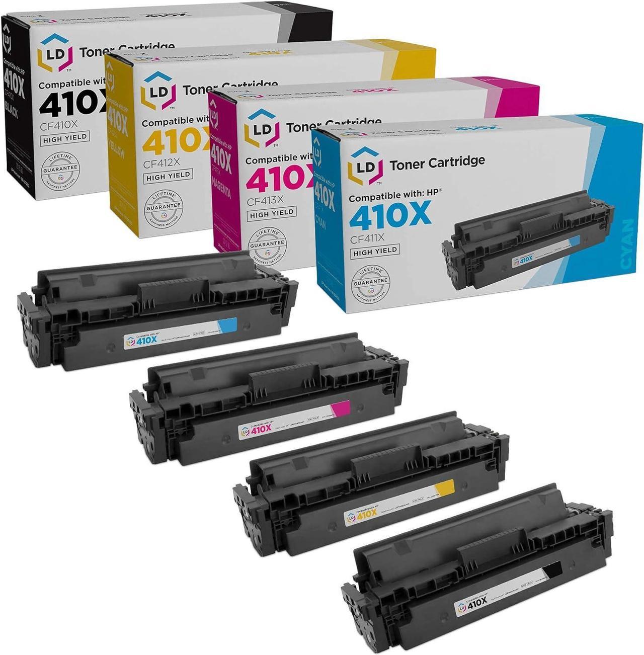 LD Products Compatible Toner Cartridge Replacements for HP 410X High Yield (1 Black, 1 Cyan, 1 Magenta, 1 Yellow, 4PK) for HP Color Laserjet Pro MFP M477fdn M477fdw M477fnw M452dn M452dw and M452nww