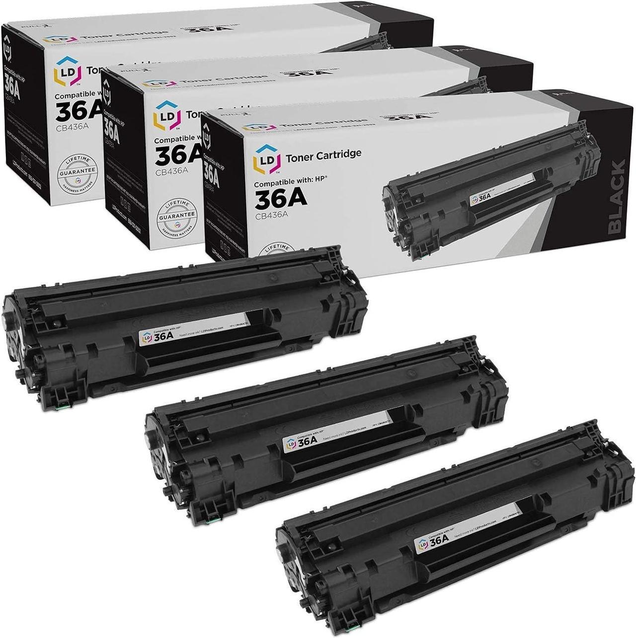 LD Products Compatible Toner Cartridge Replacement for 36A CB436A (Black, 3-Pack)