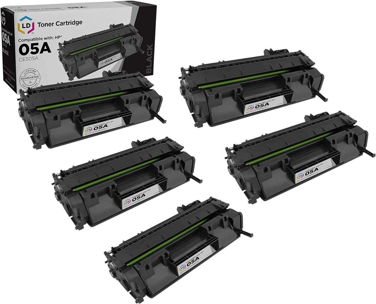 LD Compatible Toner Cartridge Replacement for HP 05A CE505A (Black, 5-Pack)