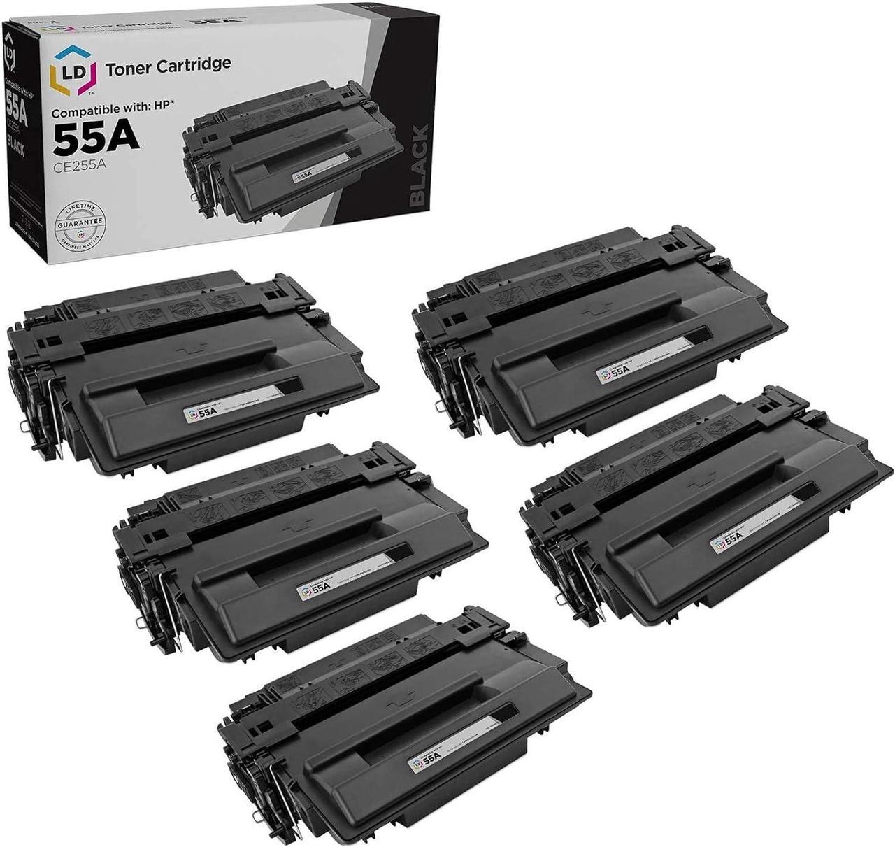 LD Compatible Toner Cartridge Replacement for HP 55A CE255A (Black, 5-Pack)