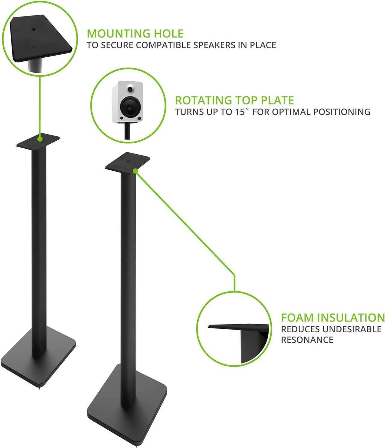 Alt view image 5 of 7 - Kanto YU6MB 200W Bookshelf Speakers with Bluetooth with Kanto SP32PL 32 Inch Fixed-Height Stands for Bookshelf Speakers and an AT-LP120XUSB-BK Direct-Drive 3-Speed Manual USB Turntable (2022)