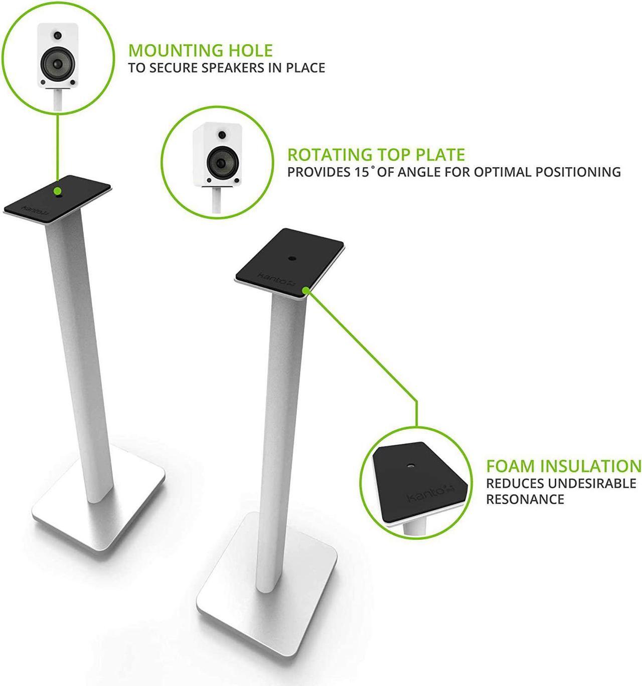 Alt view image 6 of 7 - Kanto YU6MW 200W Bookshelf Speakers with Bluetooth - Matte White (Pair) with Kanto SP26PLW 26" Fixed-Height Stands for Bookshelf Speakers - White (Pair) (2022)