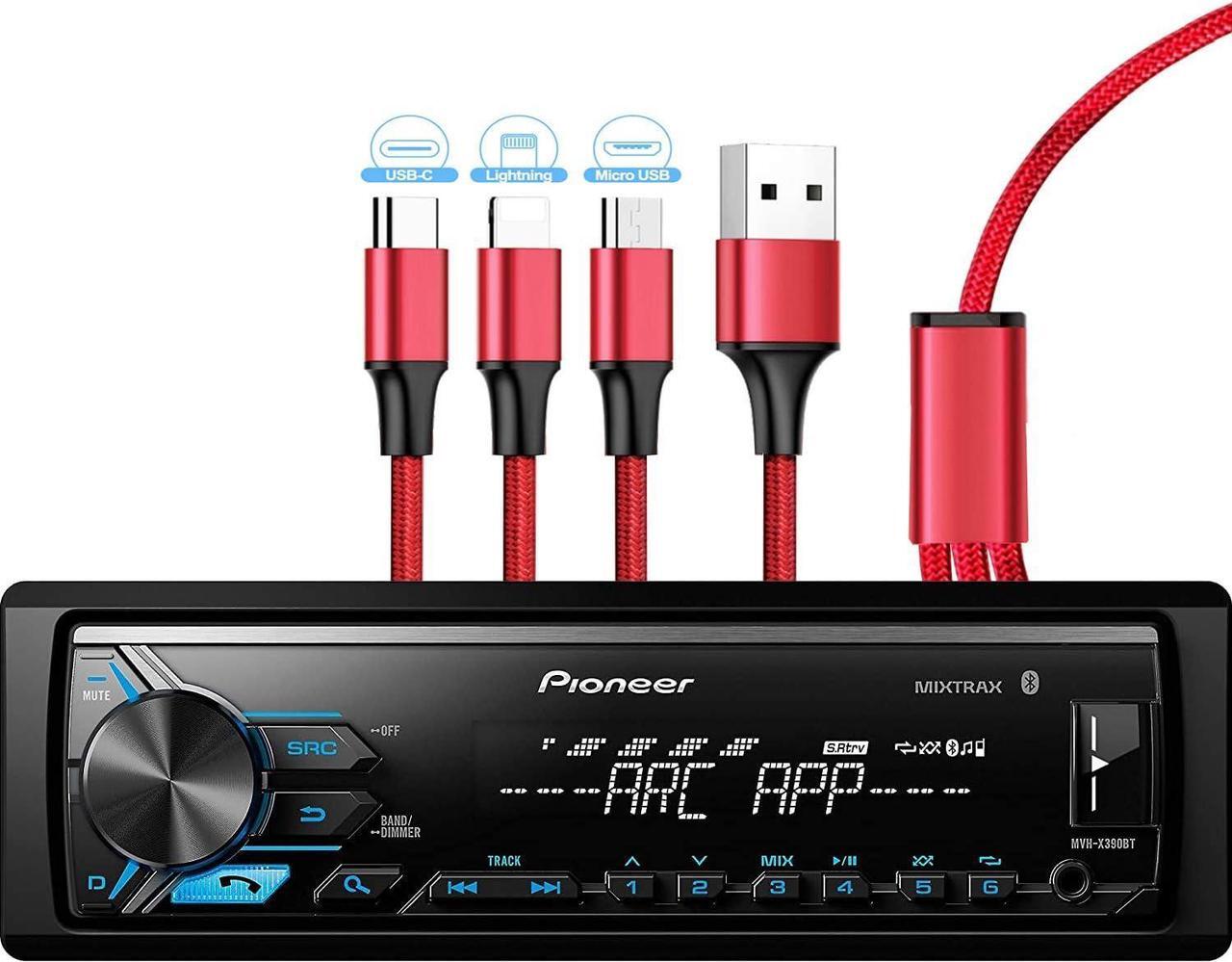 Main image of MVH-X390BT Digital Media Receiver with Pioneer ARC app, MIXTRAX, Built-in Bluetooth and USB Direct Control for iPod/iPhone and Android Phones & zonoz 3 in 1 Multi USB Charging Cable (Bundle)