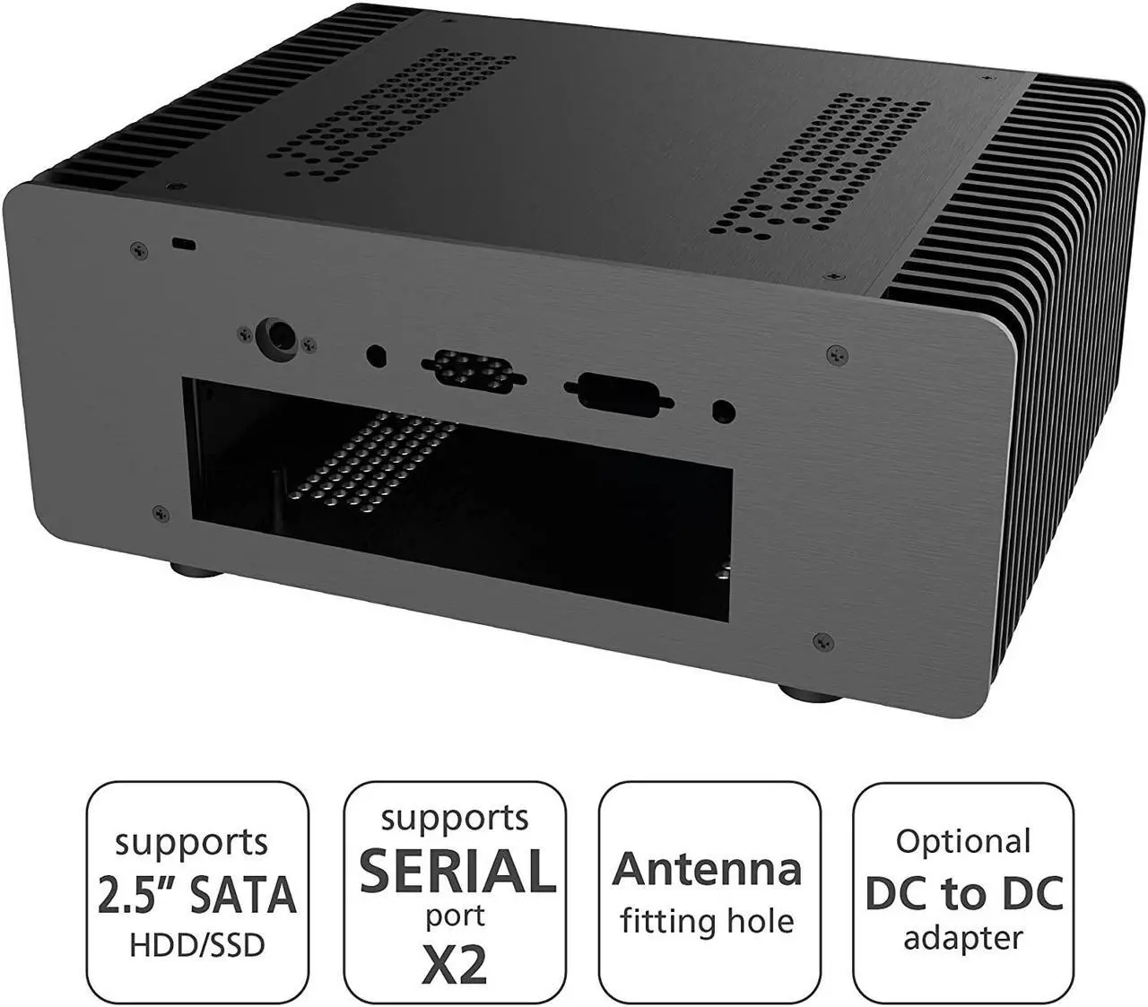 Alt view image 6 of 7 - Akasa Maxwell Pro | Mini ITX Case | Internal Power Adapter & External Power Brick & US Lead | 100% Aluminum Fanless Case | Included Thermal Modules, Copper Heatpipes and 2X PSU Units