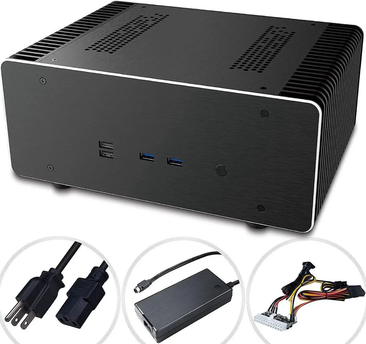 Main image of Akasa Maxwell Pro | Mini ITX Case | Internal Power Adapter & External Power Brick & US Lead | 100% Aluminum Fanless Case | Included Thermal Modules, Copper Heatpipes and 2X PSU Units