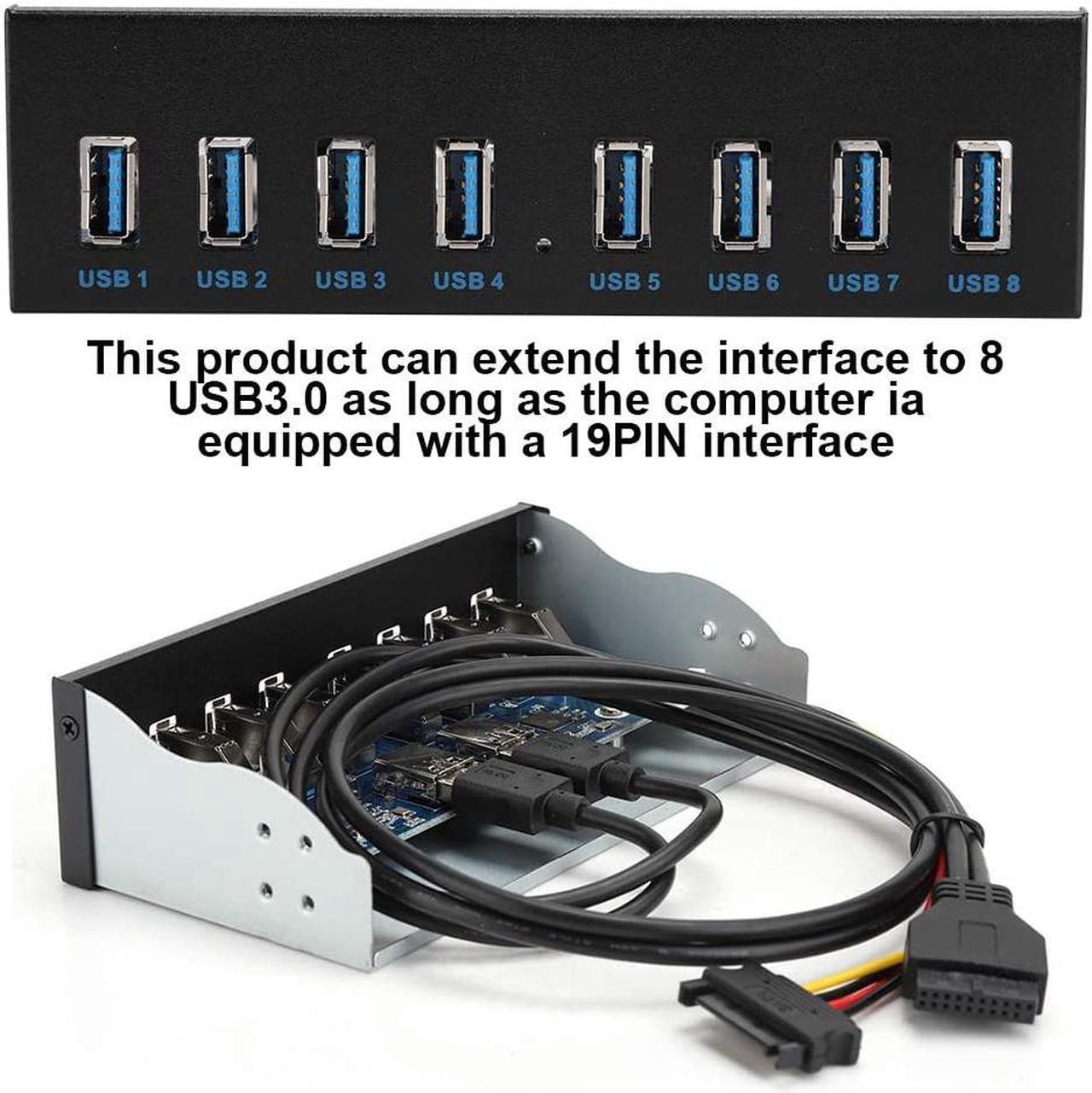 Alt view image 5 of 7 - USB3.0 8-Port Optical Drive Front Panel,19Pin 8-Port Hub Optical Drive Expansion Pc Computer Front Panel Adapter,5.25 Inch Optical Drive Box Provided of