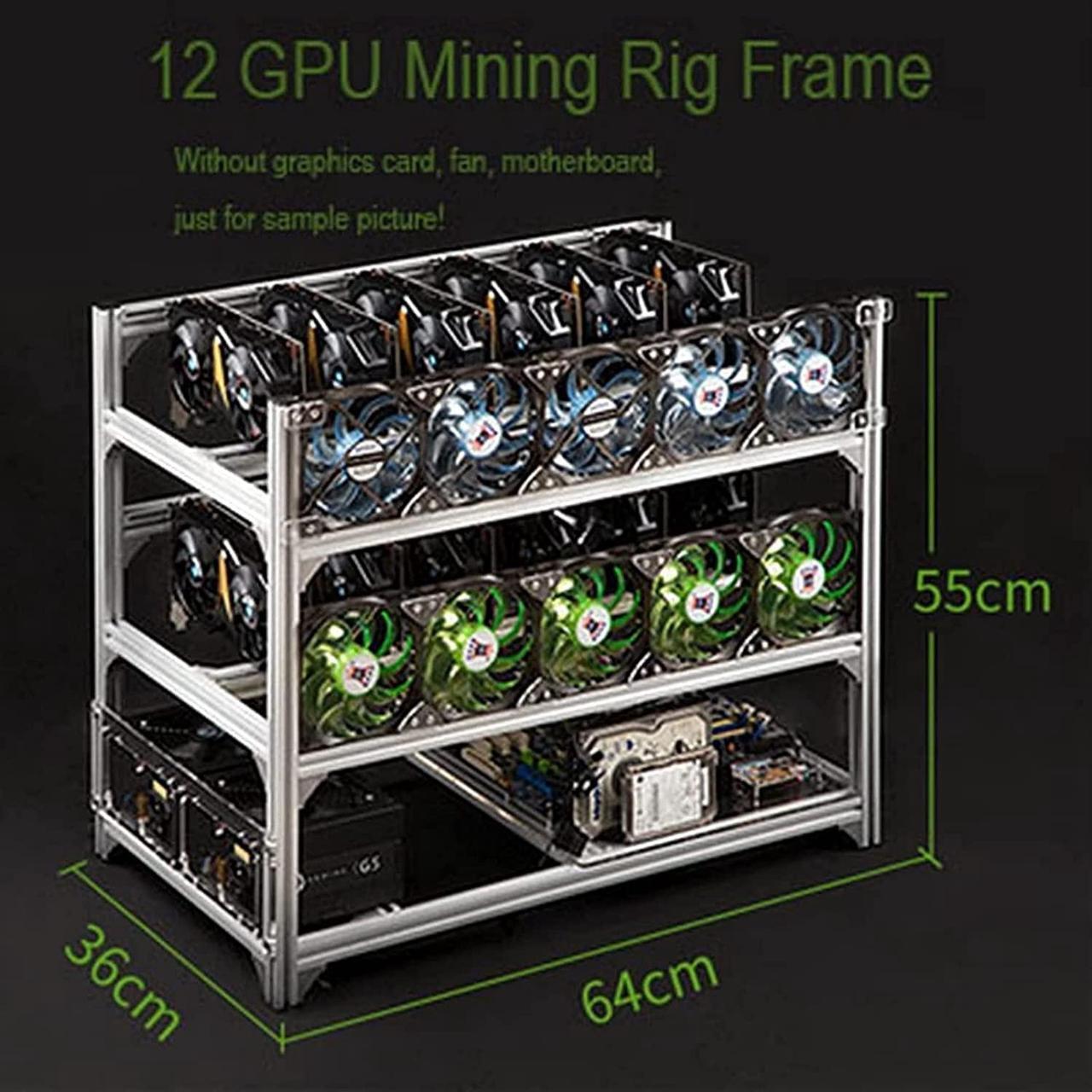Alt view image 7 of 7 - YJYGR Mining Rig Frame 12 GPU Open-Pit Mining Machine Frame Case Mining Coin Ring Support Bracket Case Frame Transfer Mining Rack (Size : 12 GPU)